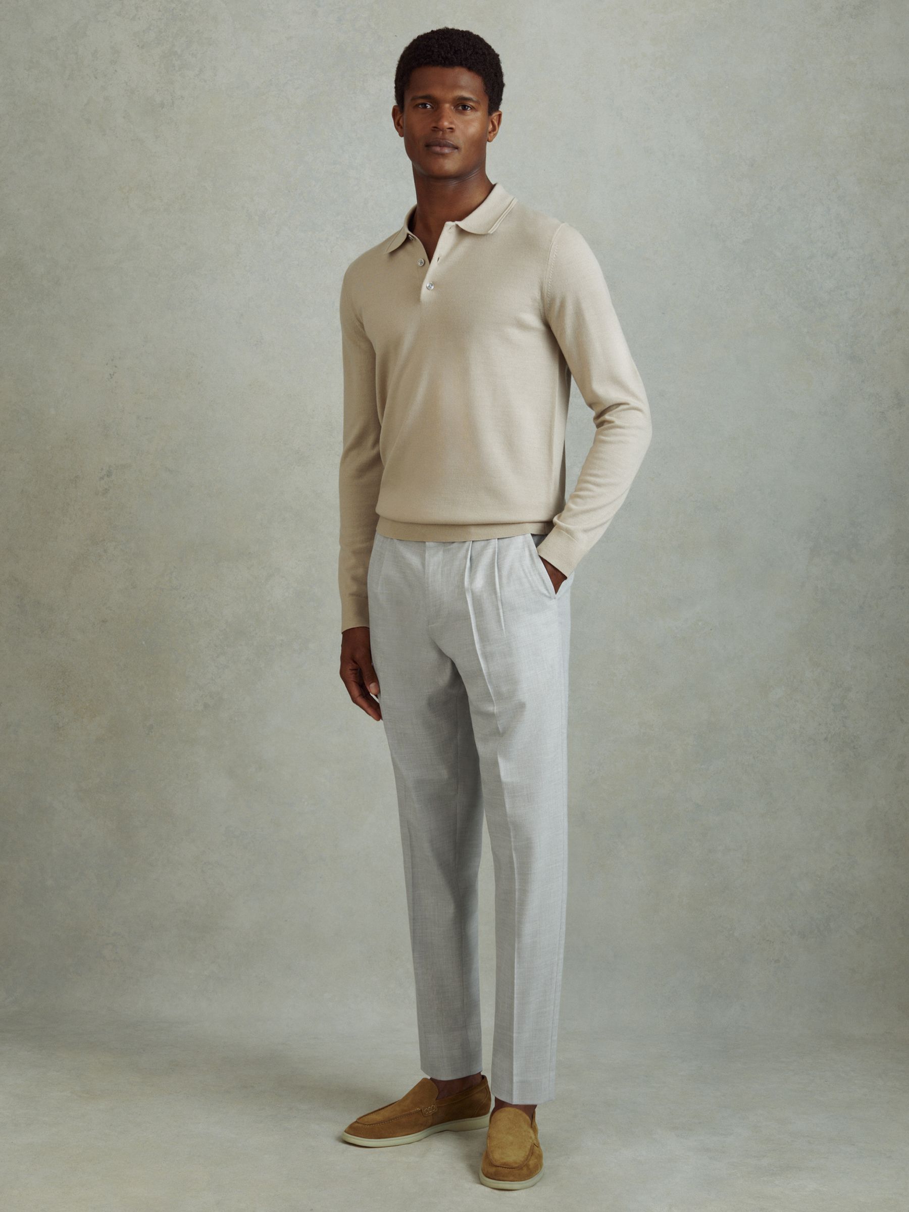 Belted Cropped Trousers in Light Grey - Image 3 of 5