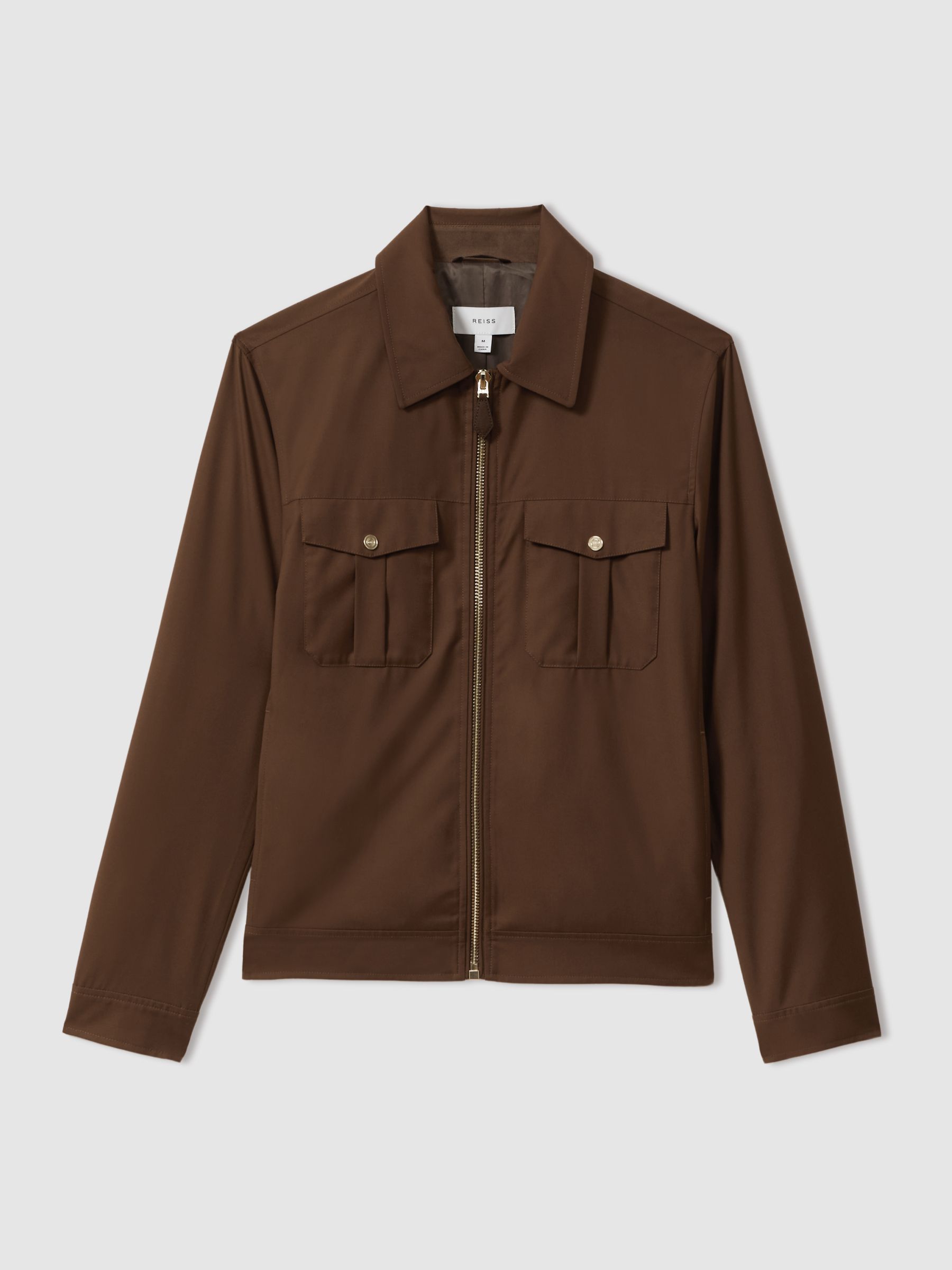 Nylon Zip-Front Jacket in Tobacco Brown - Image 2 of 6 Nylon Zip-Front Jacket in Tobacco Brown - Image 2 of 6