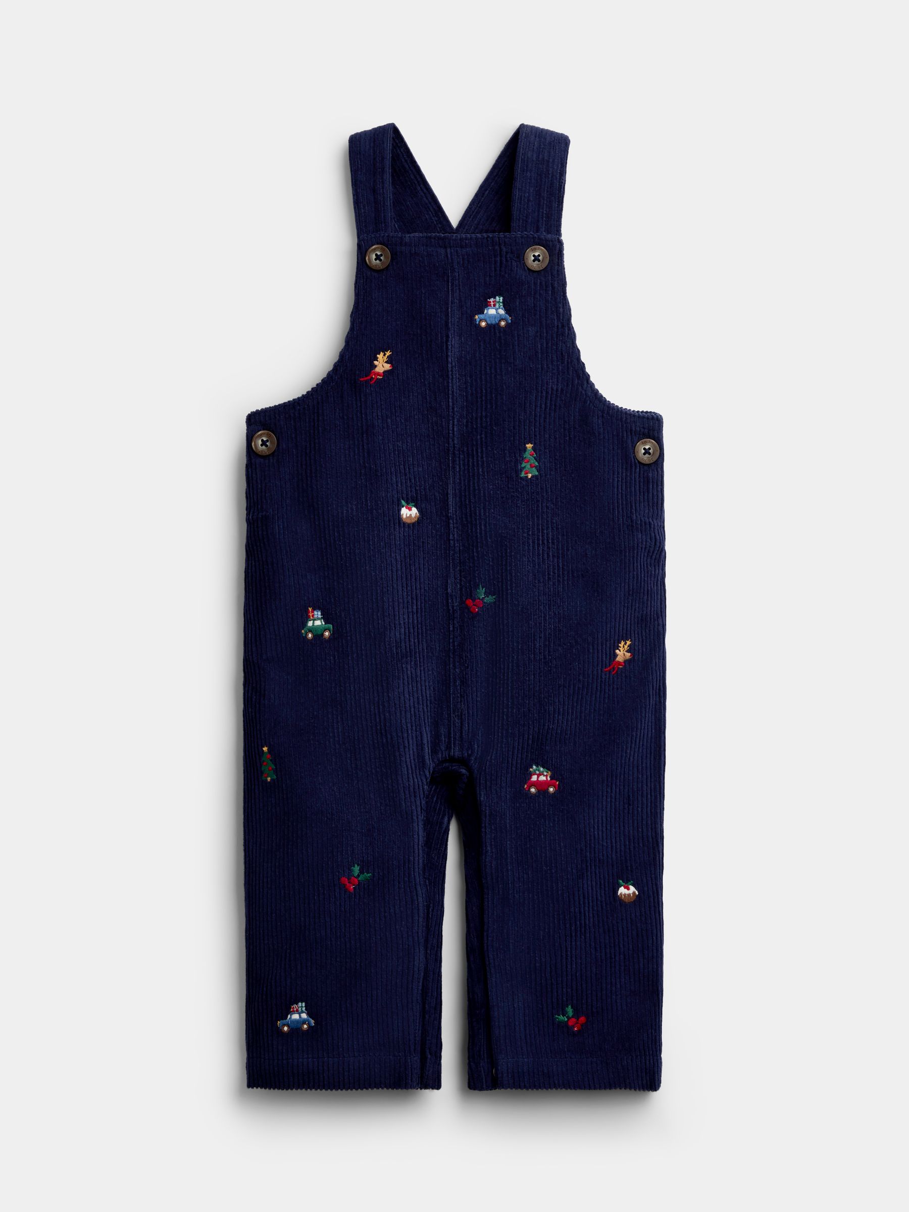 Navy Blue Christmas Embroidered Dungaree & Bodysuit Set - Image 8 of 10