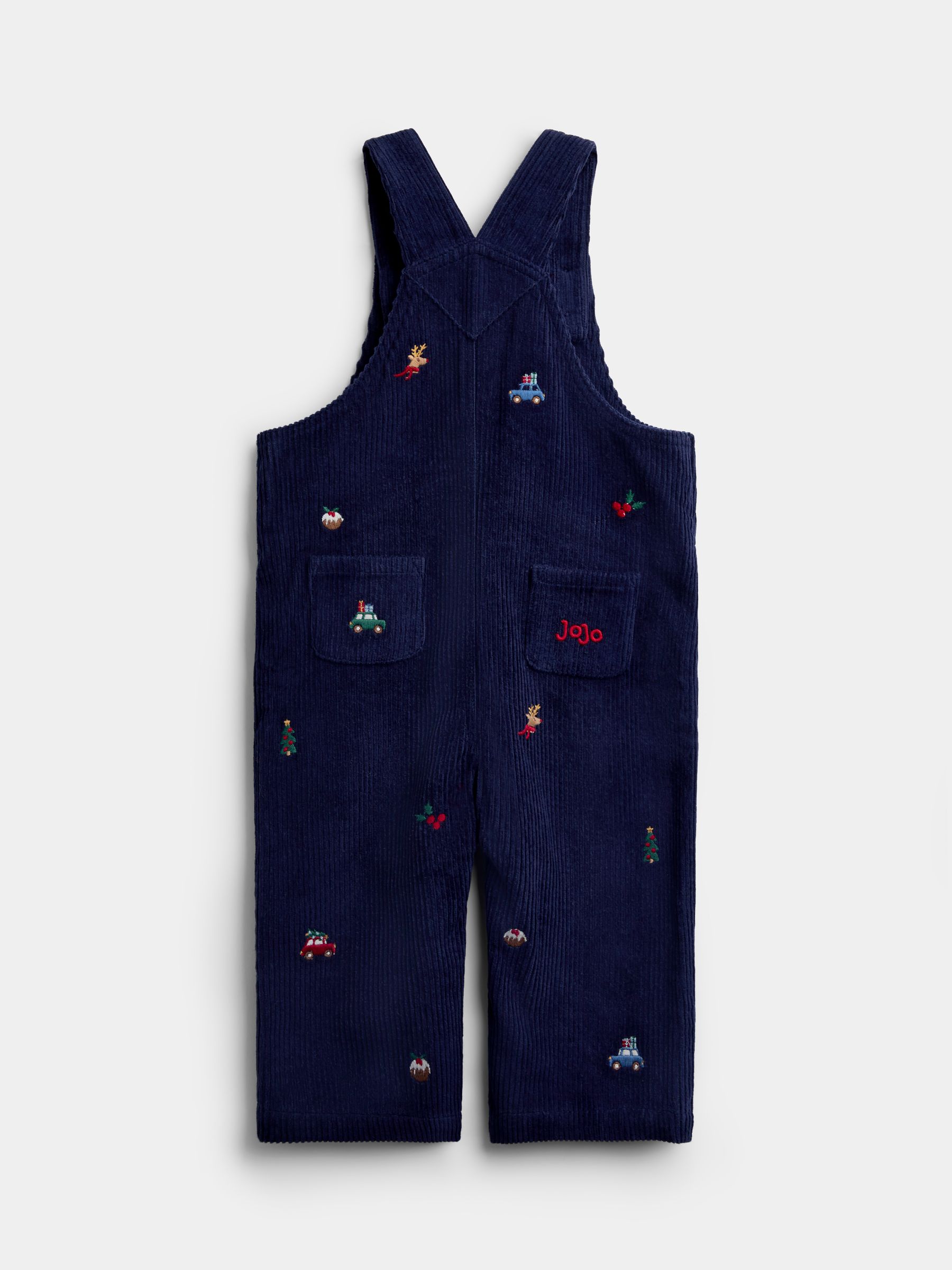 Navy Blue Christmas Embroidered Dungaree & Bodysuit Set - Image 9 of 10