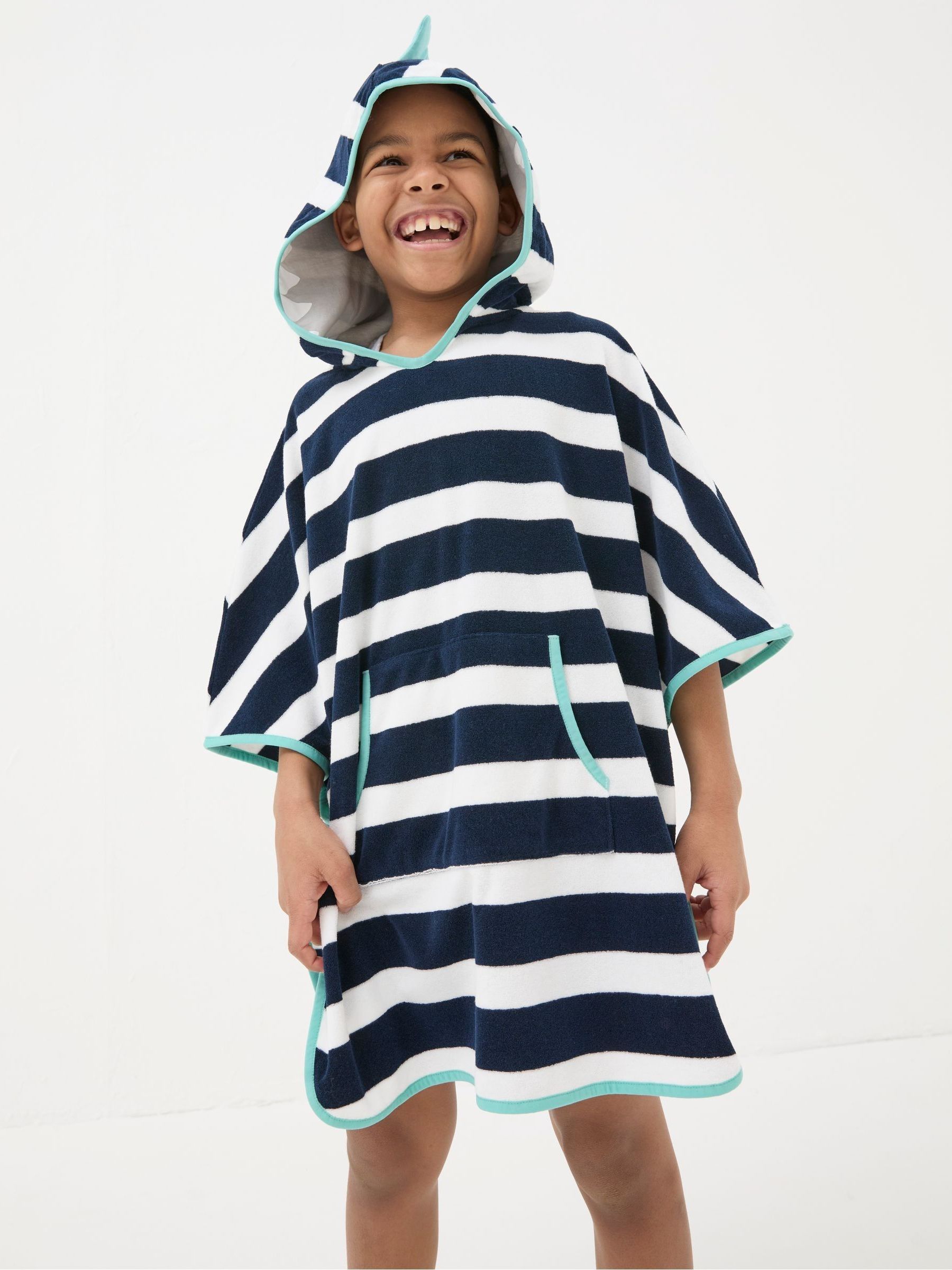 Blue Shark Towelling Poncho - Image 1 of 4