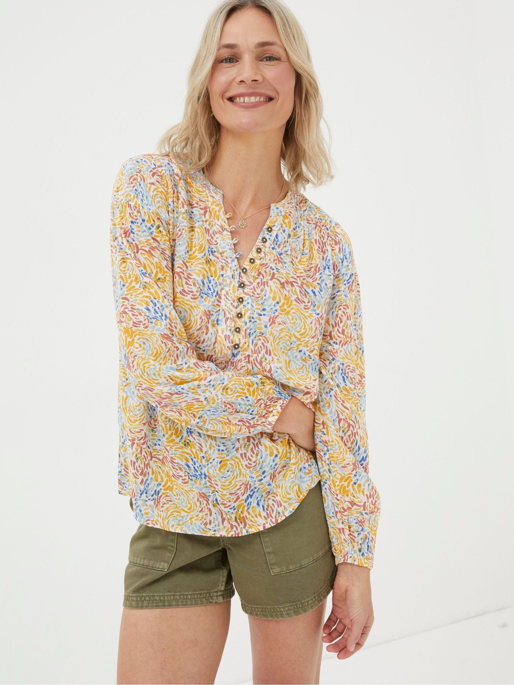 Natural Watercolour Strokes Blouse - Image 1 of 5 Natural Watercolour Strokes Blouse - Image 1 of 5