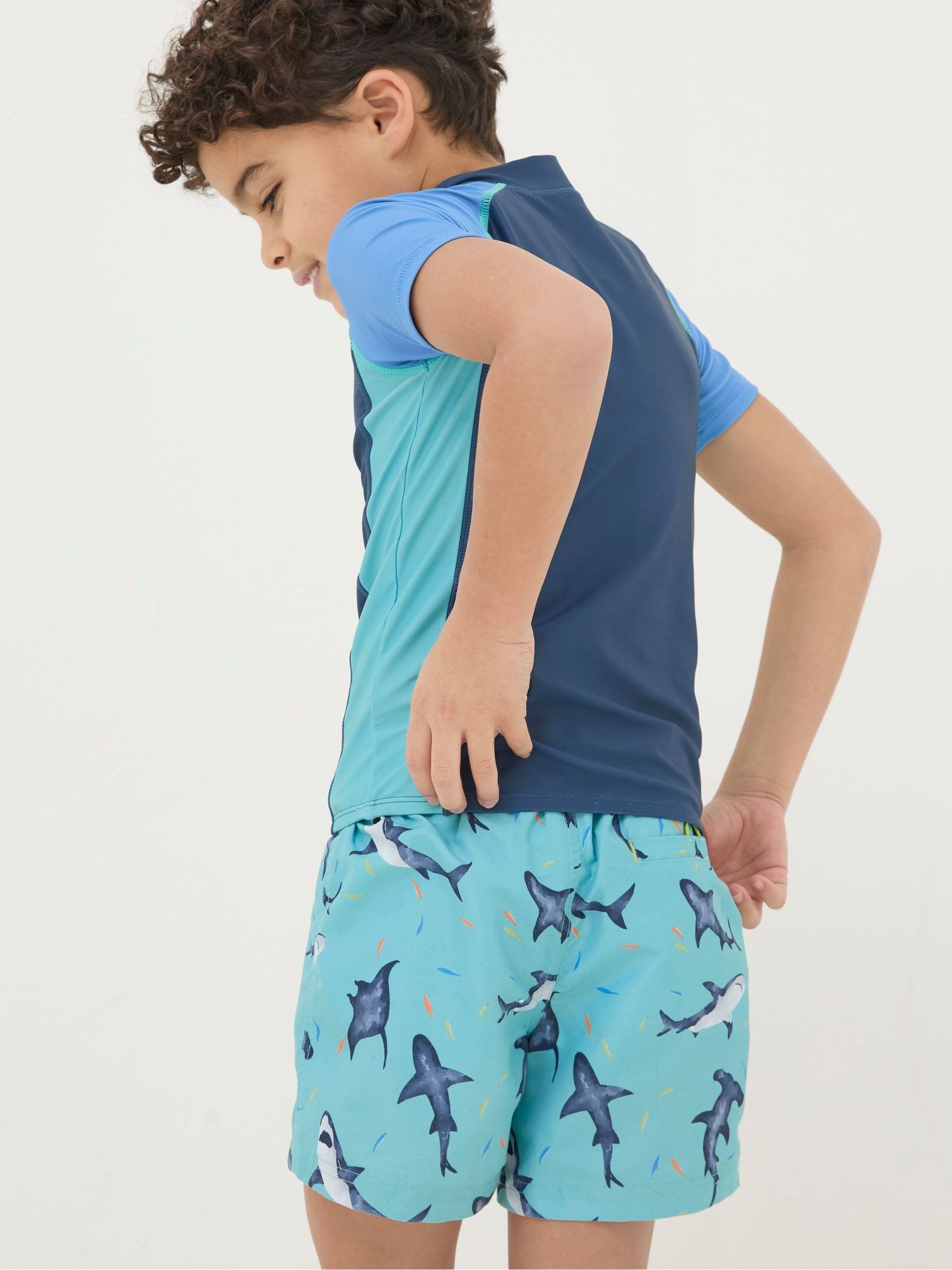 Blue Colour Block Rash Vest | FatFace
