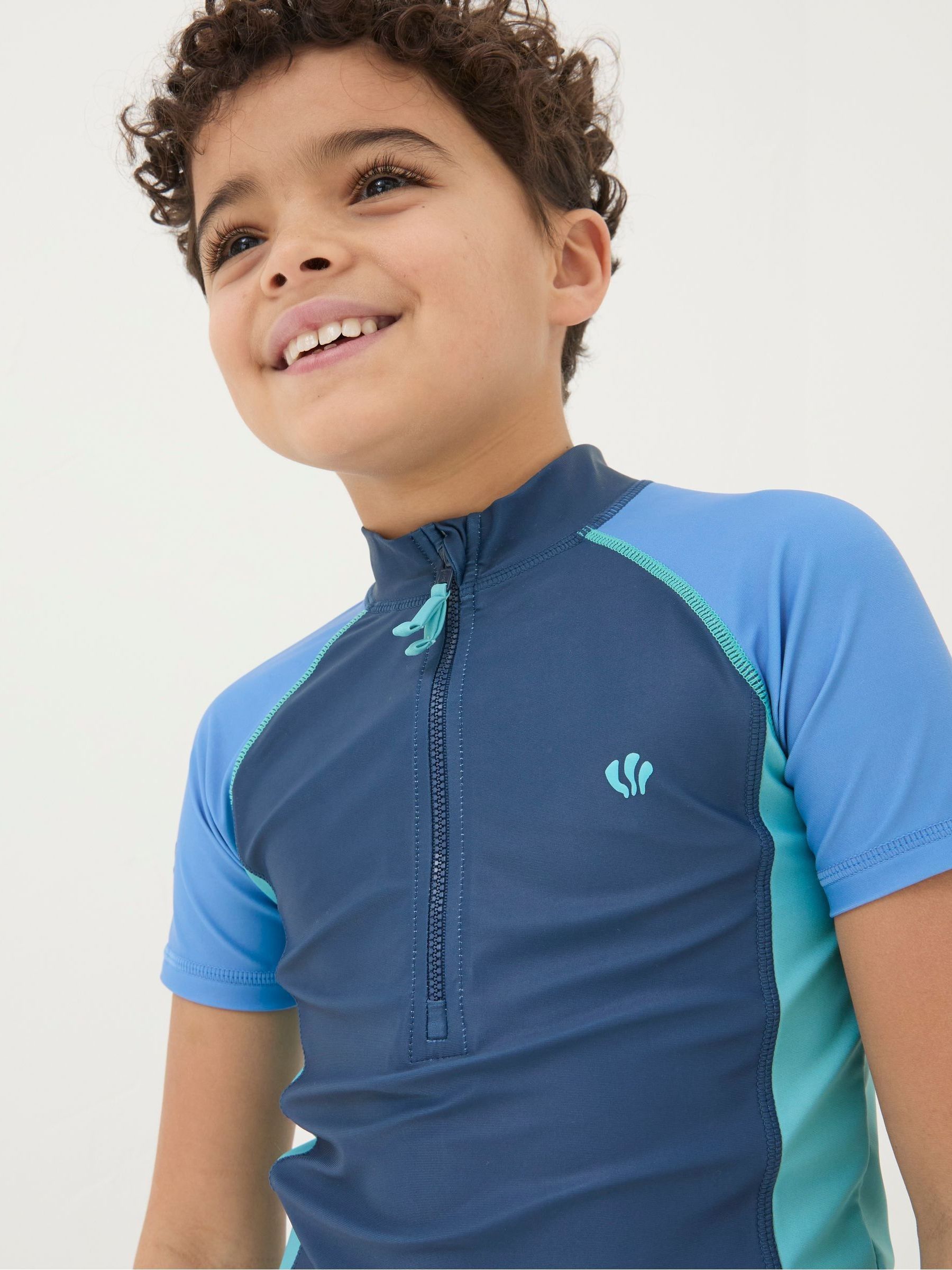 Blue Colour Block Rash Vest - Image 3 of 4