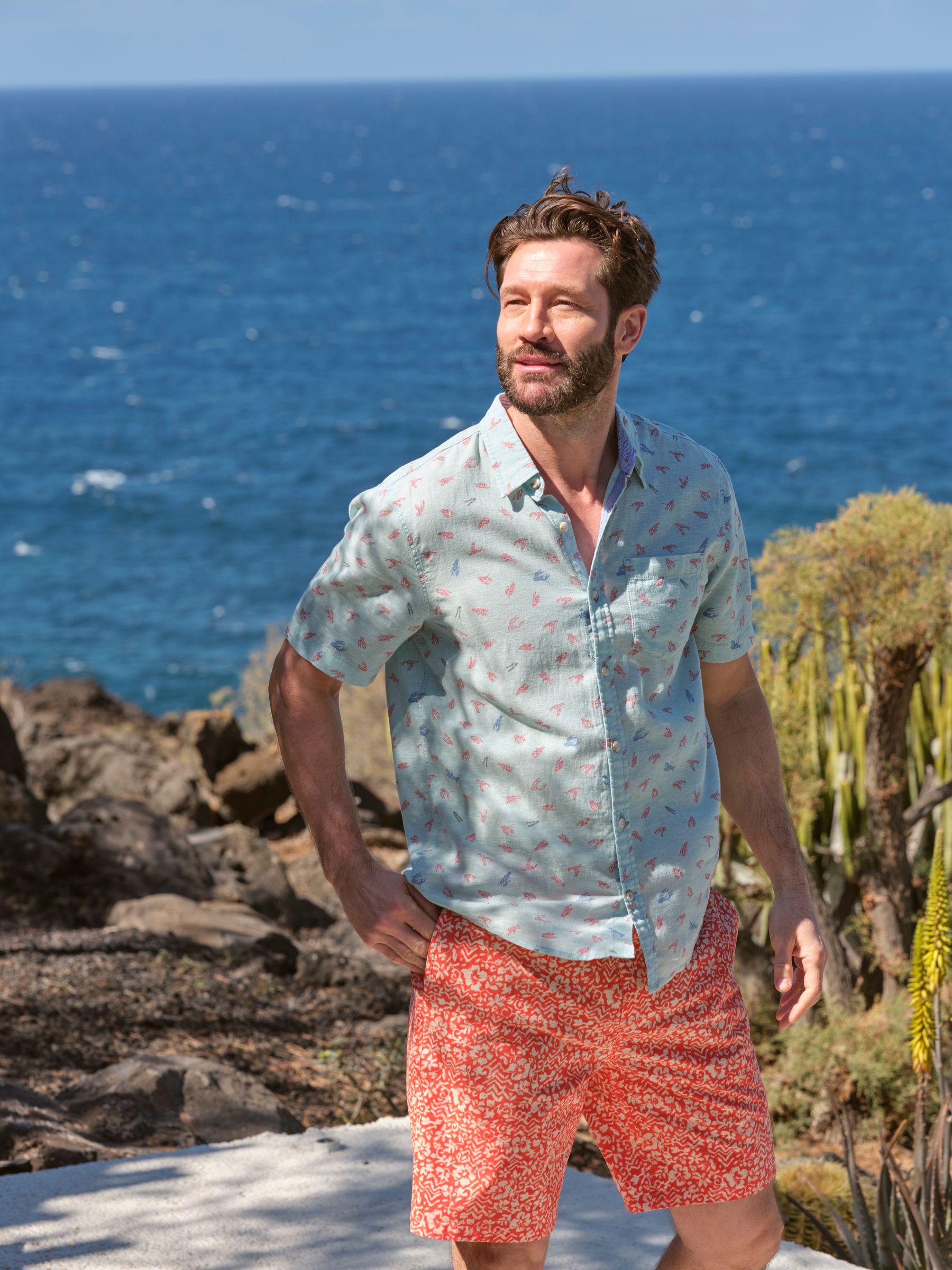 Camber Orange Hibiscus Print Swim Shorts - Image 2 of 6