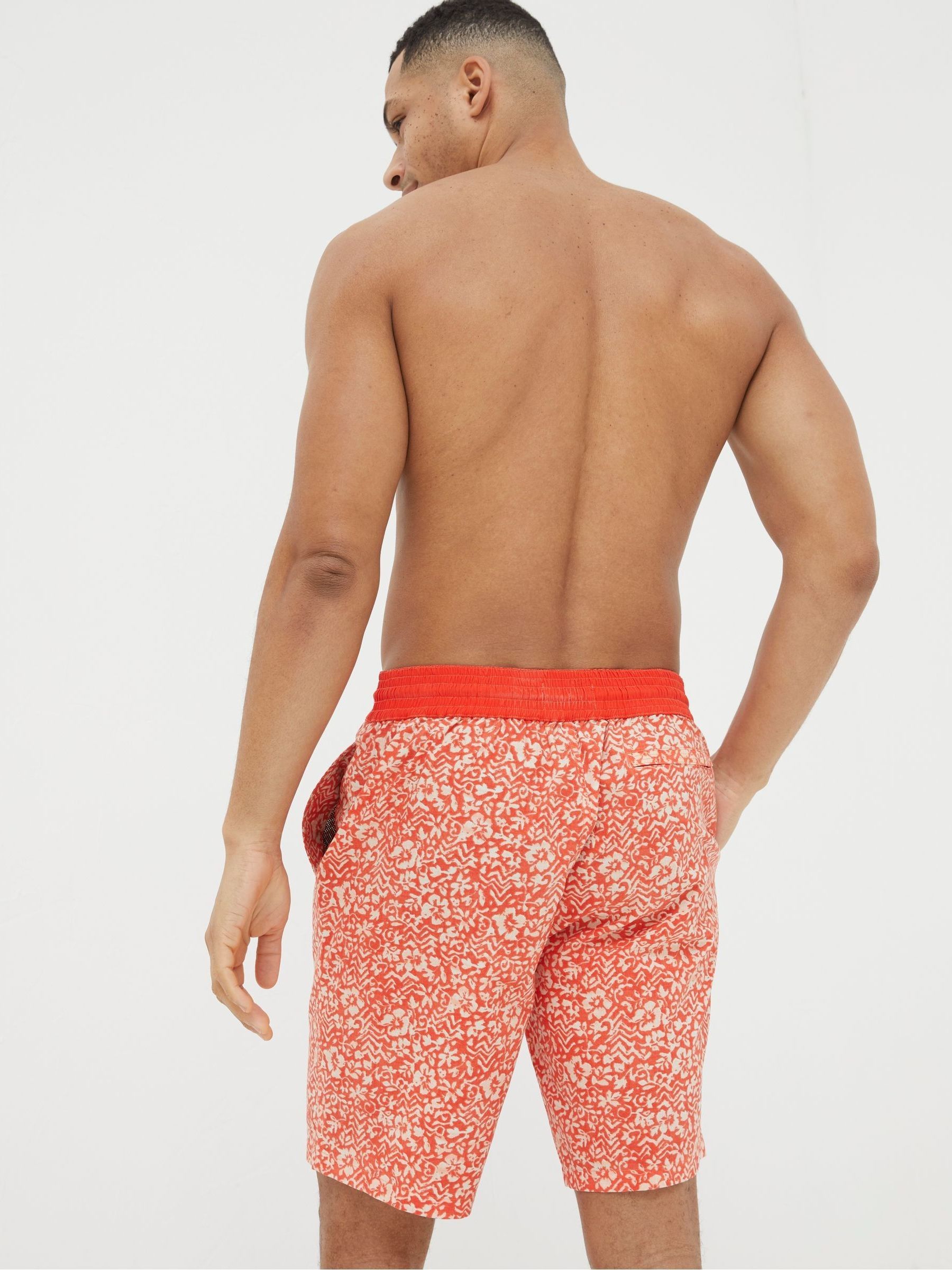 Camber Orange Hibiscus Print Swim Shorts - Image 4 of 6