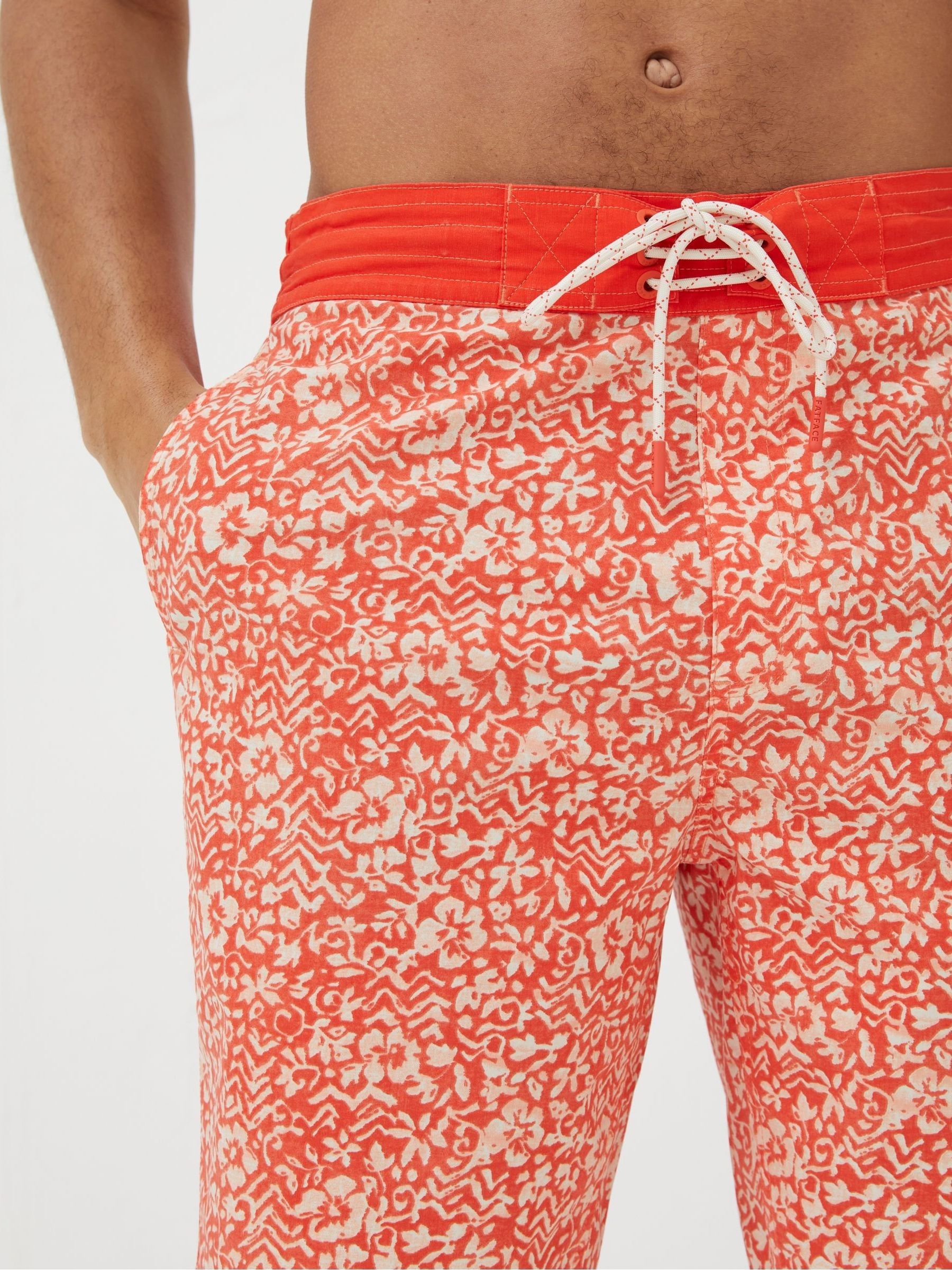 Camber Orange Hibiscus Print Swim Shorts - Image 5 of 6