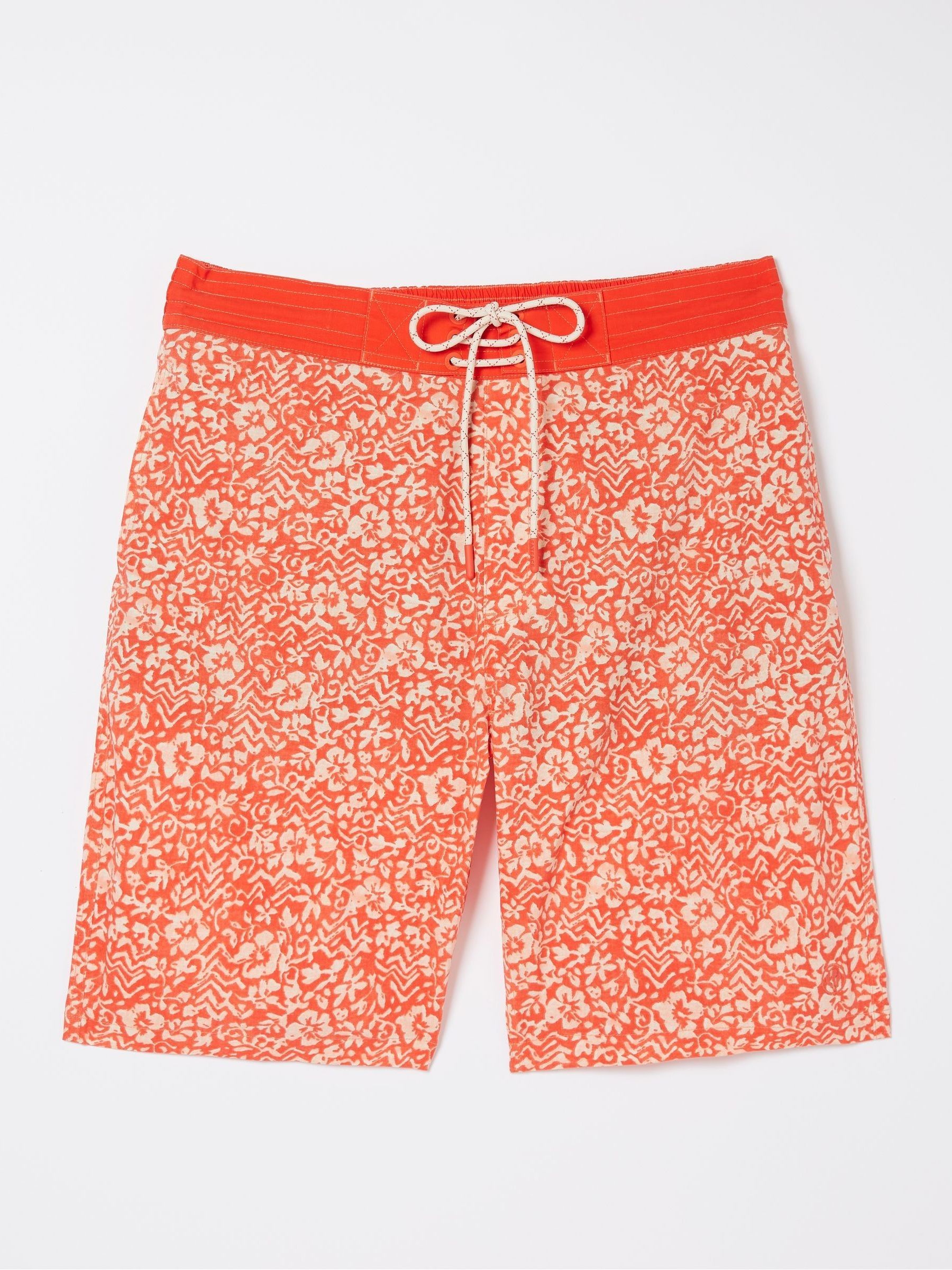 Camber Orange Hibiscus Print Swim Shorts - Image 6 of 6