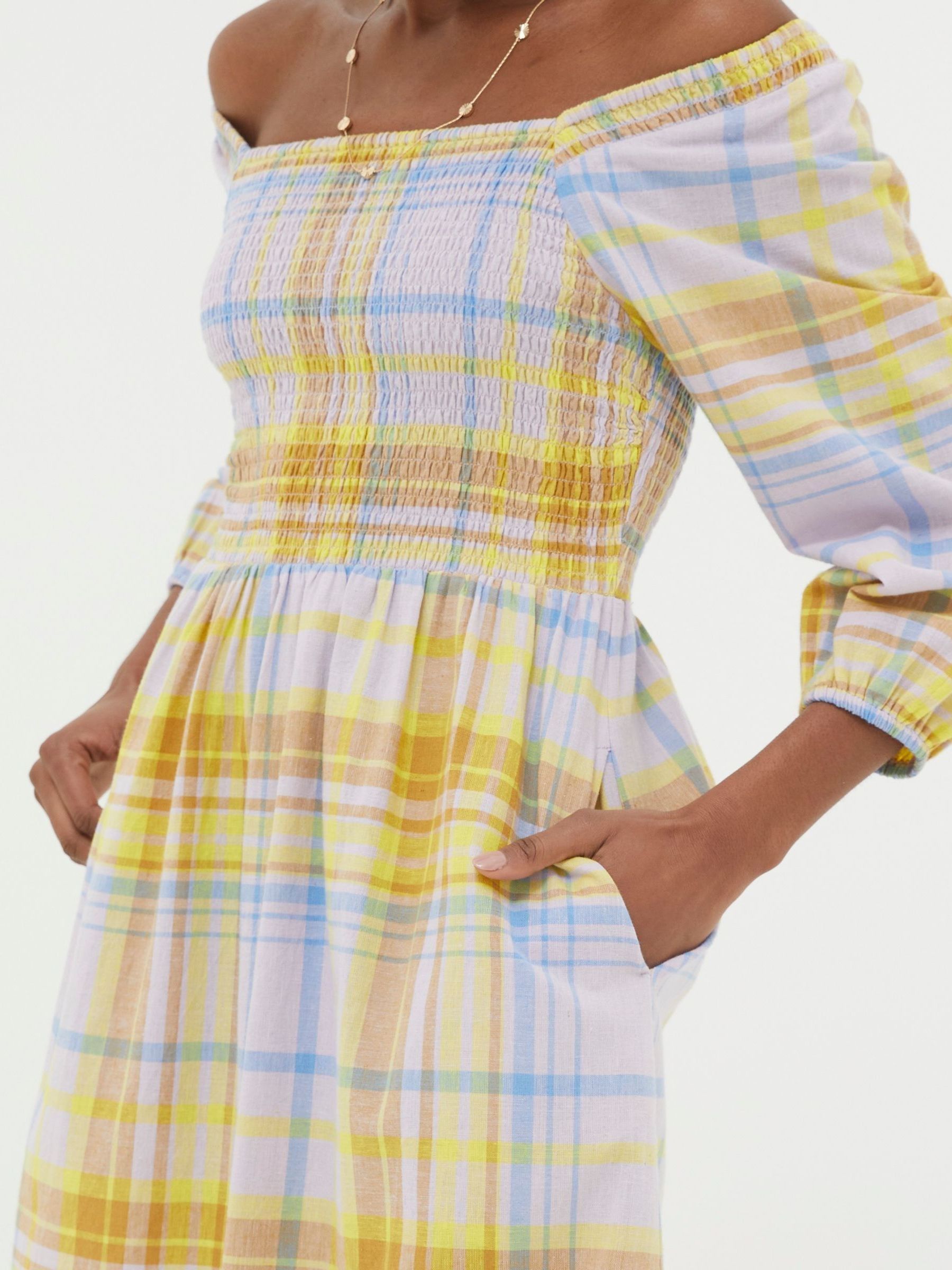 Adele Yellow Midi Dress With Linen - Image 4 of 5