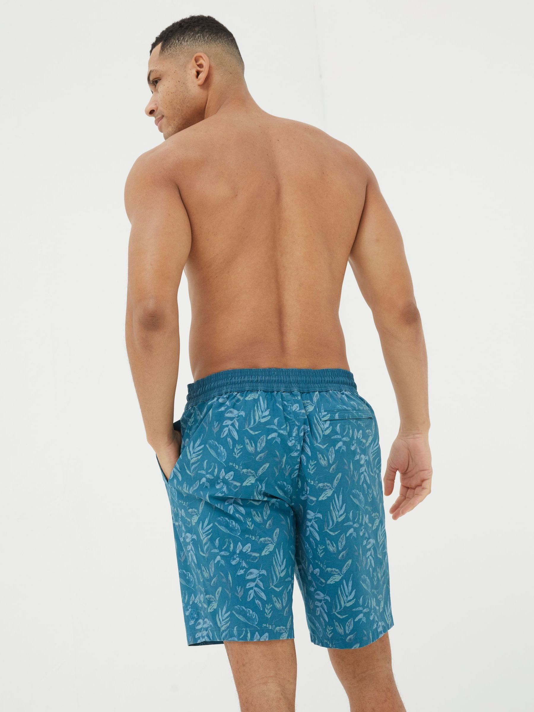 Camber Blue Leaf Print Swim Shorts - Image 2 of 5