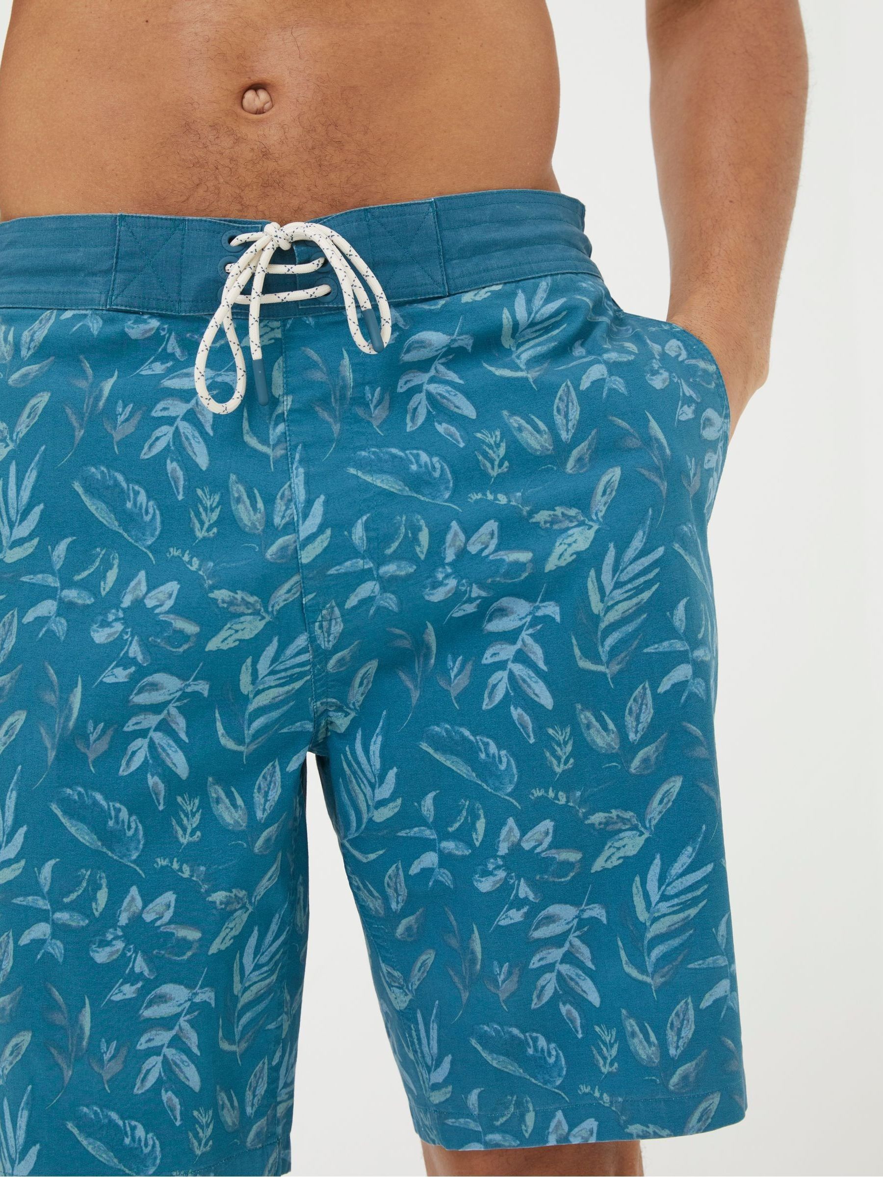 Camber Blue Leaf Print Swim Shorts - Image 4 of 5