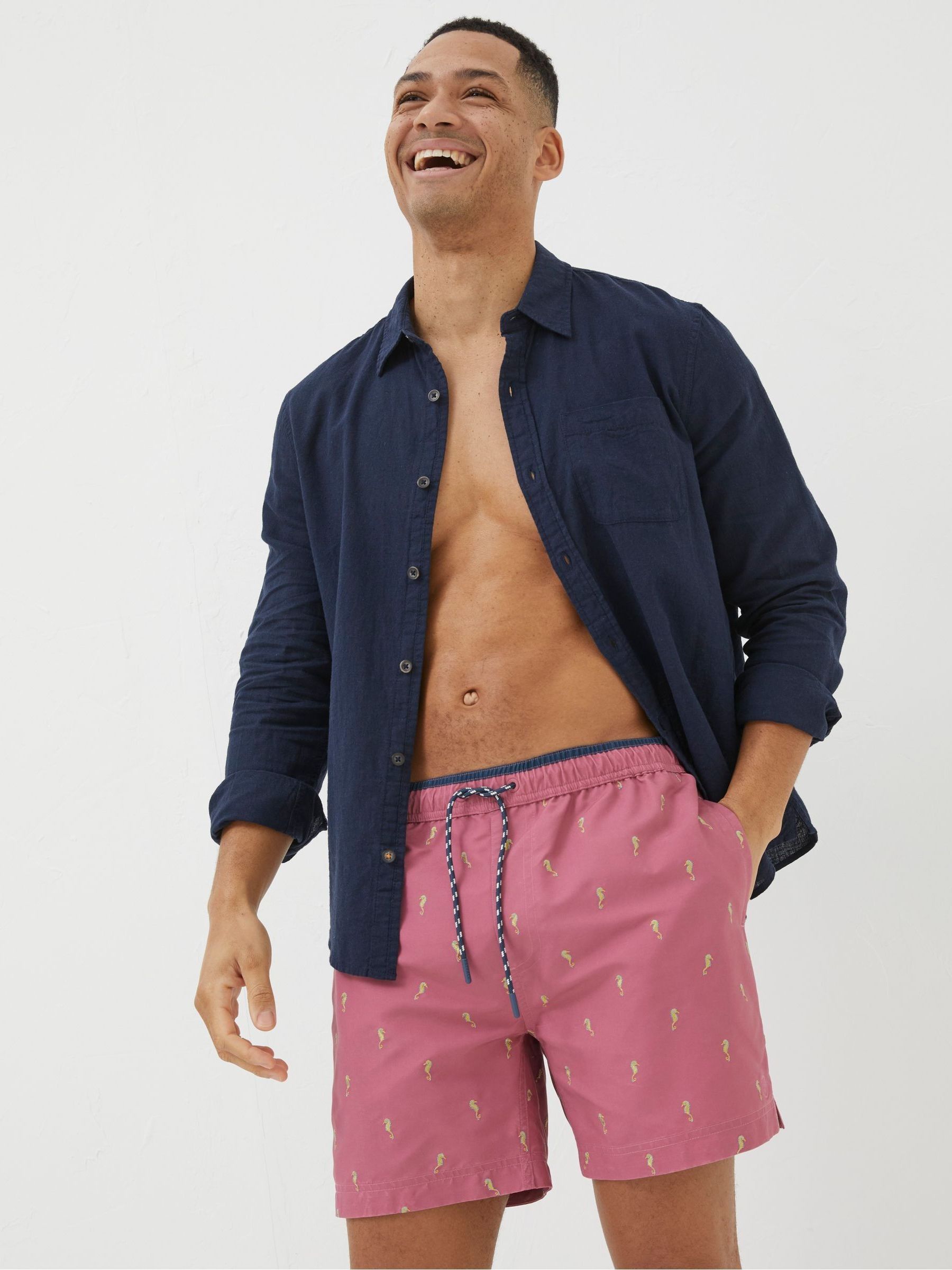 Pink Trevose Colour Block Swim Shorts - Image 3 of 5