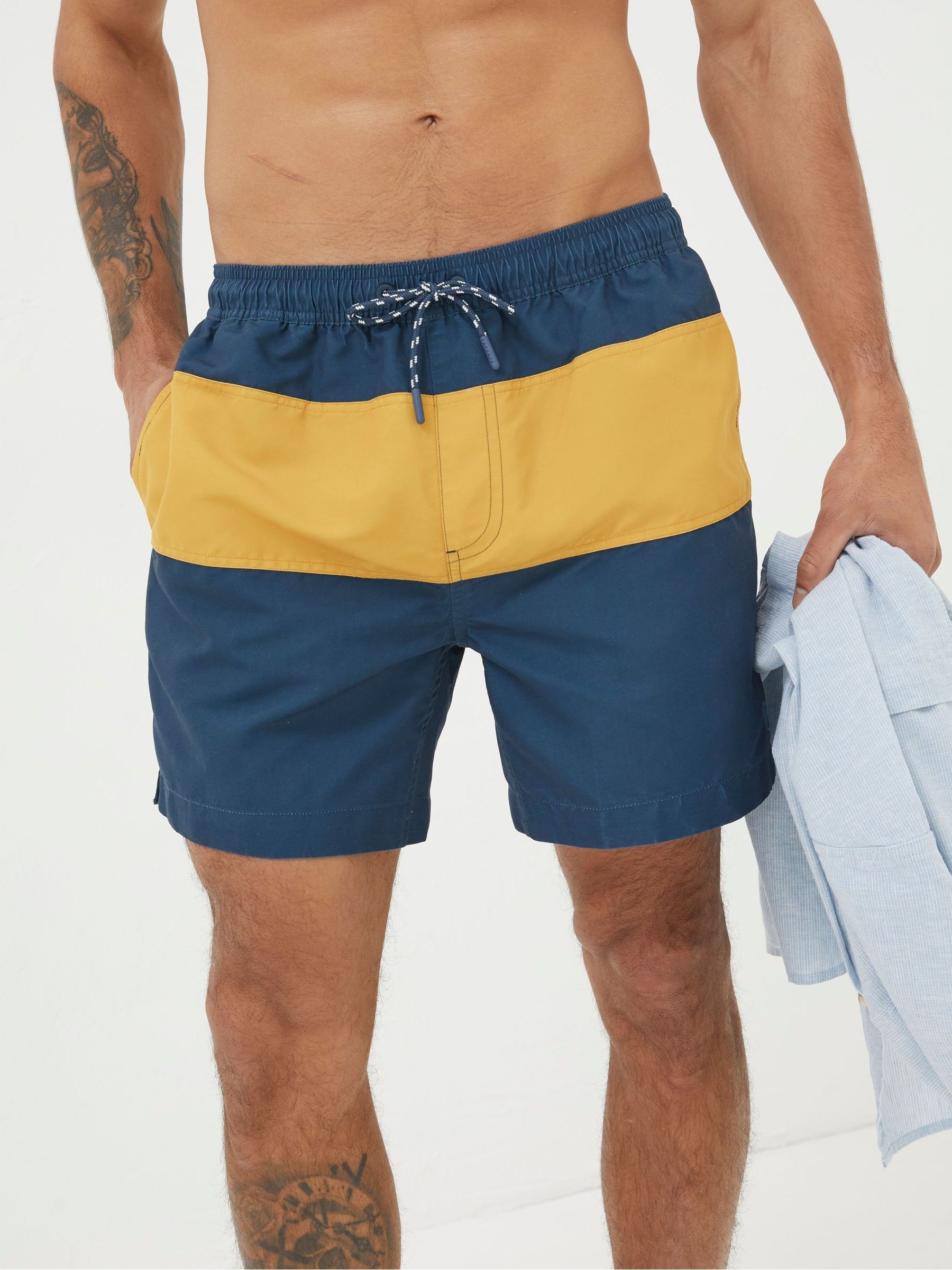Yellow Trevose Colour Block Swim Shorts - Image 1 of 4