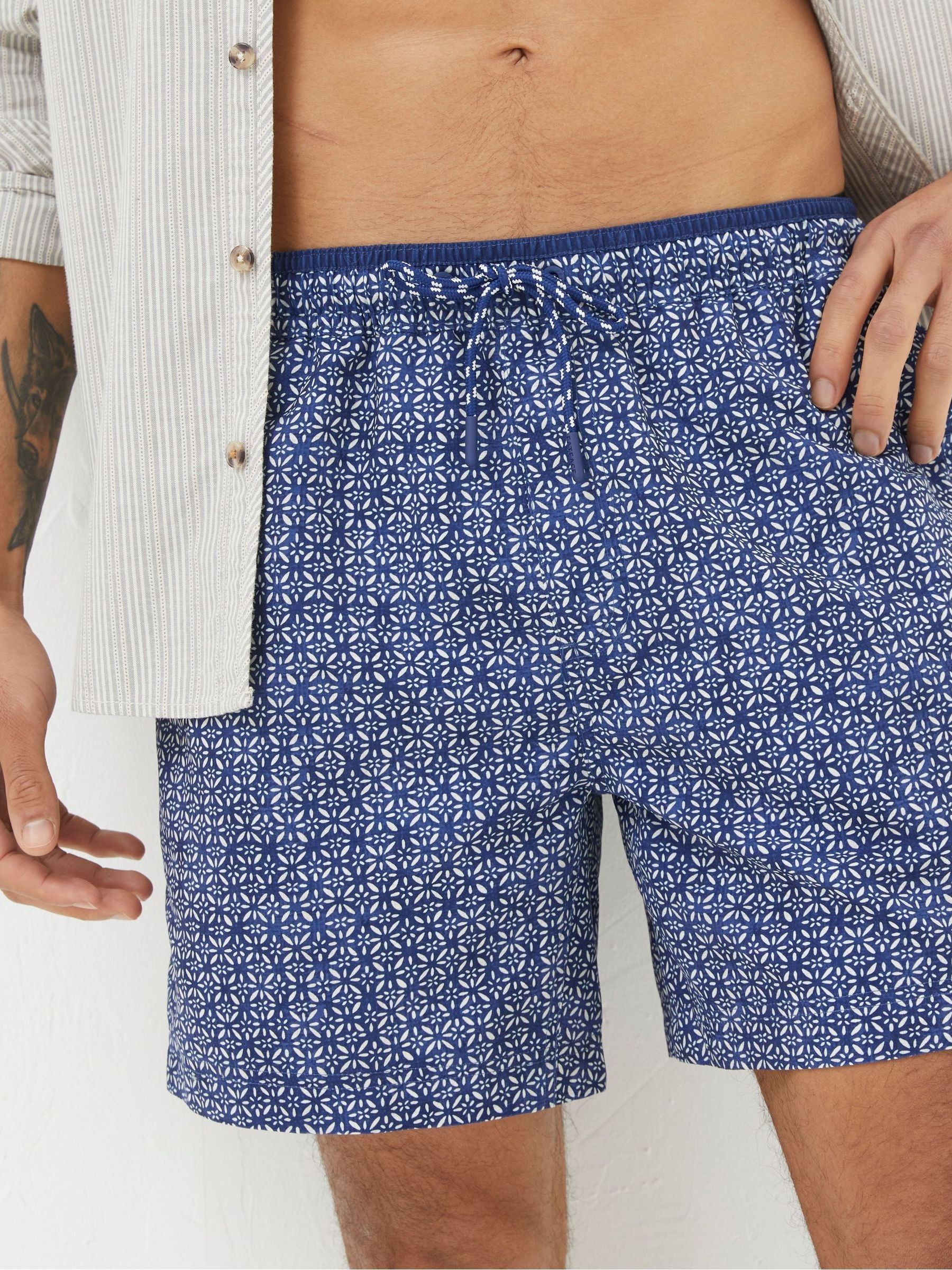 Blue Trevose Tile Print Swim Shorts - Image 3 of 4
