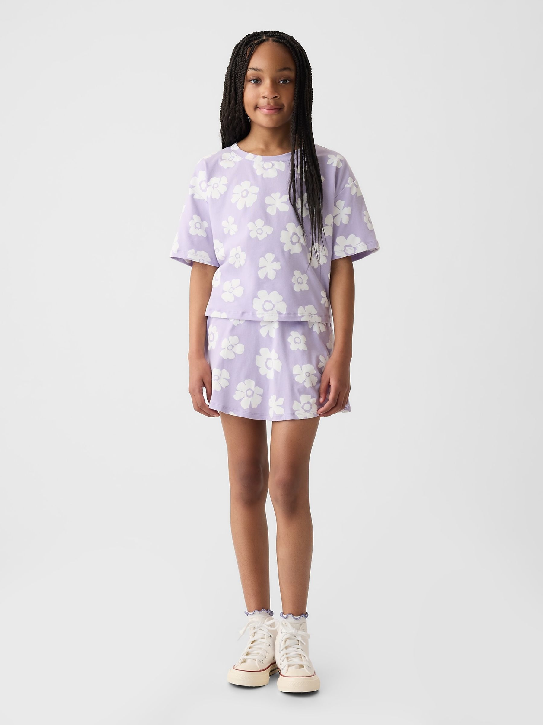 Purple Floral Skort Print Outfit Set (4-13yrs) - Image 1 of 2
