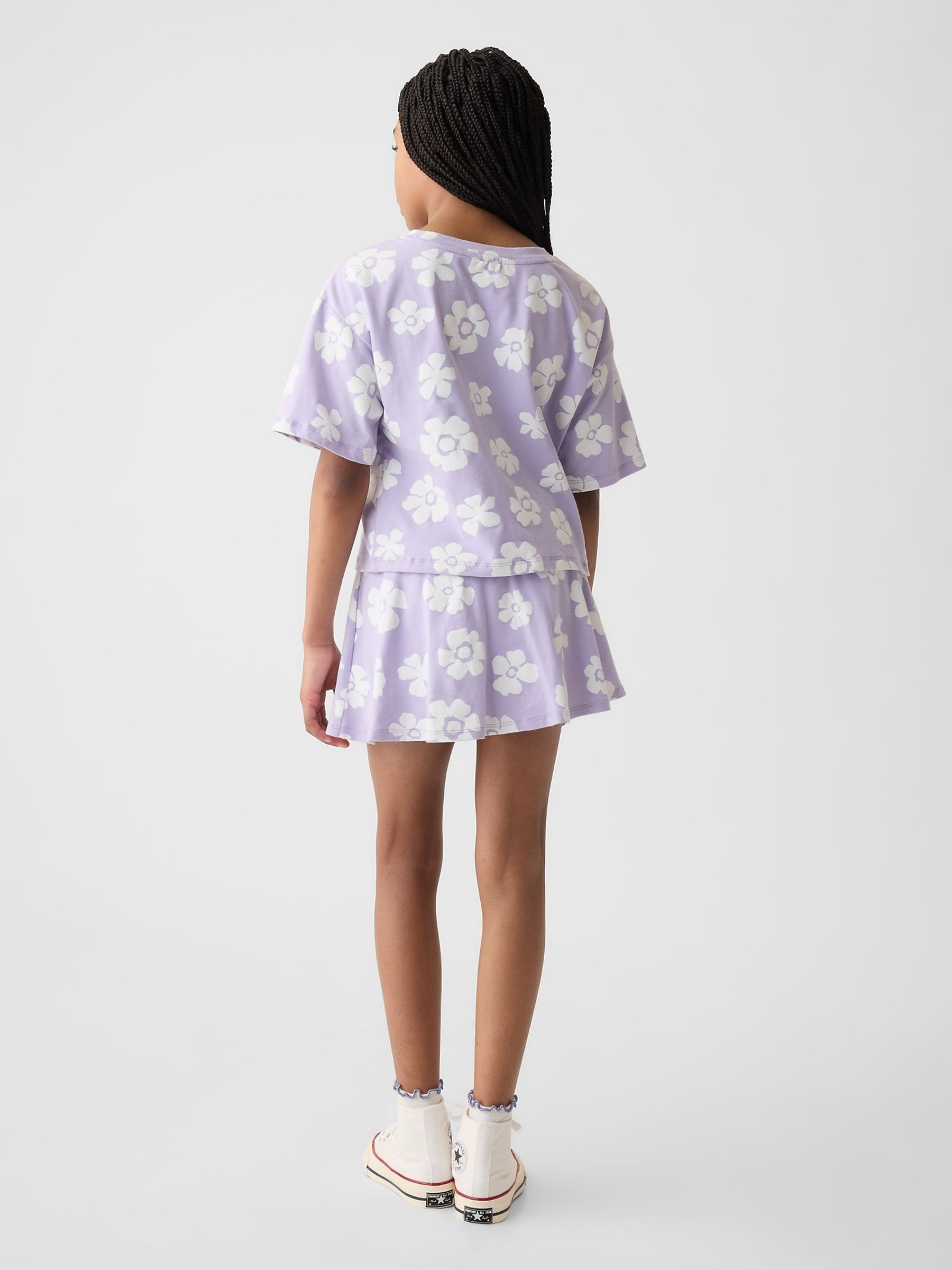 Purple Floral Skort Print Outfit Set (4-13yrs) - Image 2 of 2