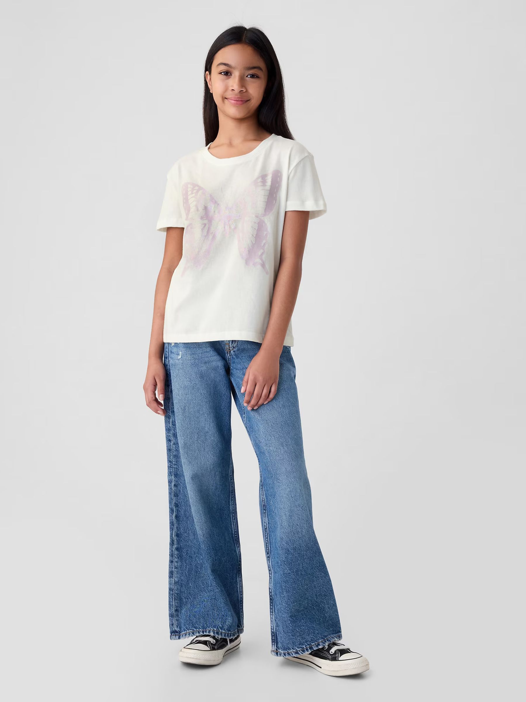 White Butterfly Graphic Short Sleeve Crew Neck T-Shirt (4-13yrs) - Image 3 of 4