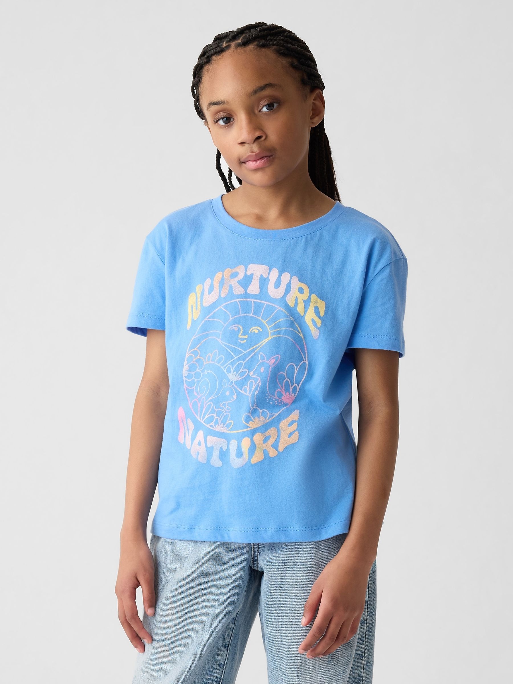Blue/Yellow Slogan Graphic Crew Neck Short Sleeve T-Shirt (4-13yrs) - Image 1 of 3