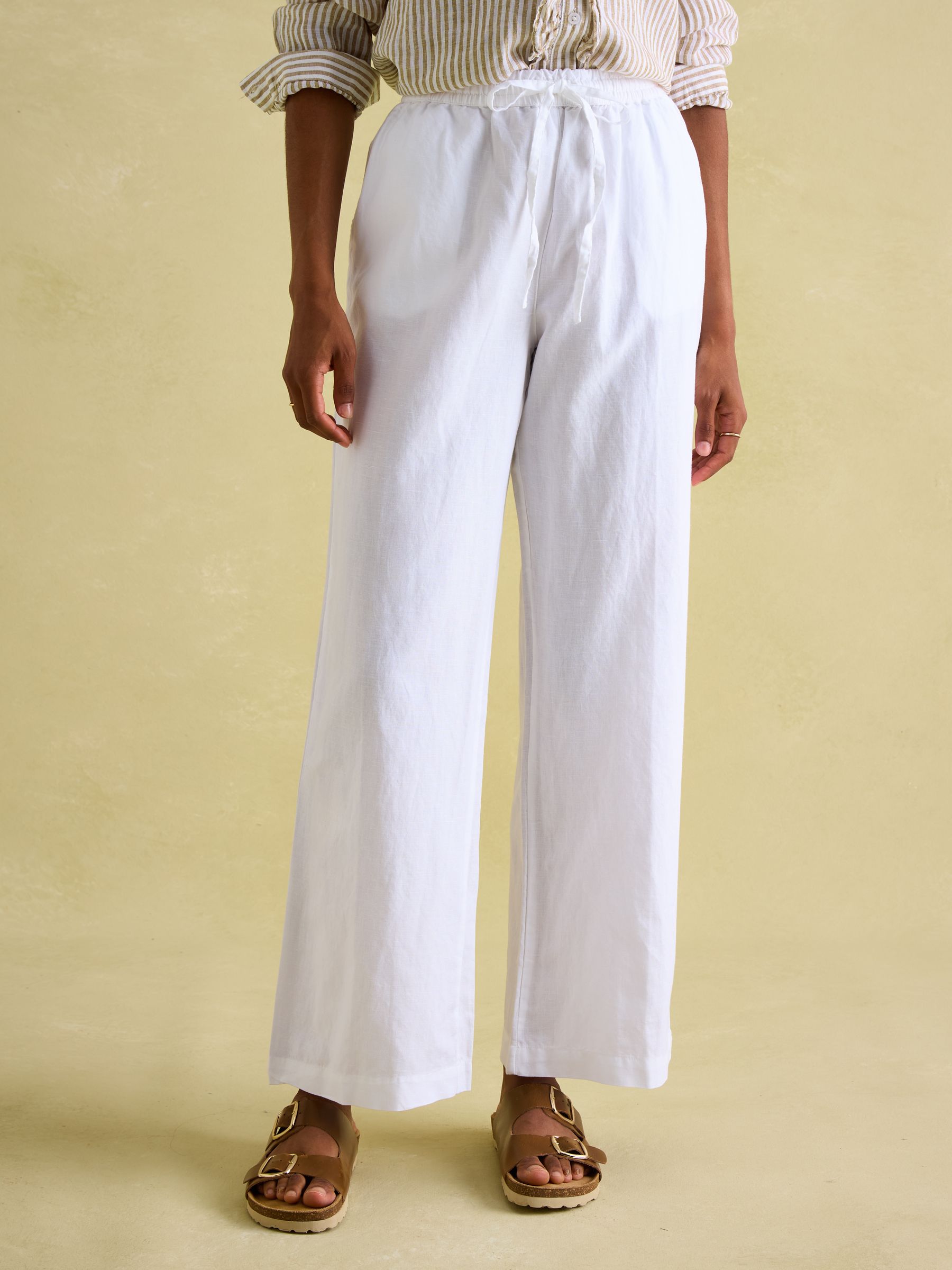 Linen Blend White Trousers Joules