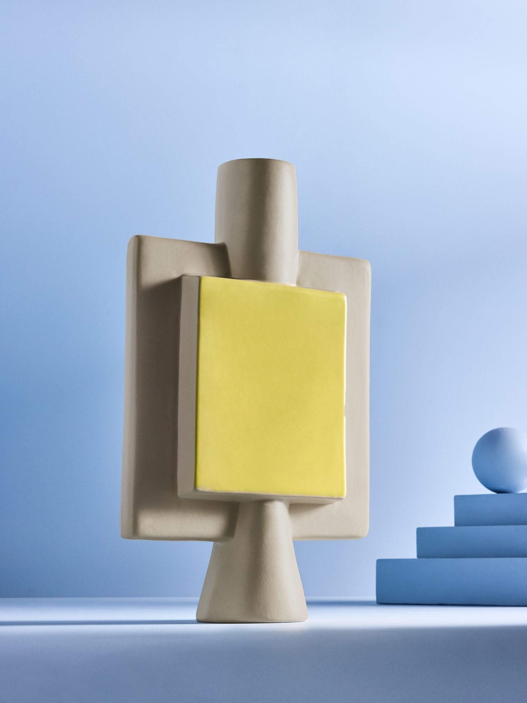 Malia Hand Painted Vase in Yellow & Natural - Image 2 of 3