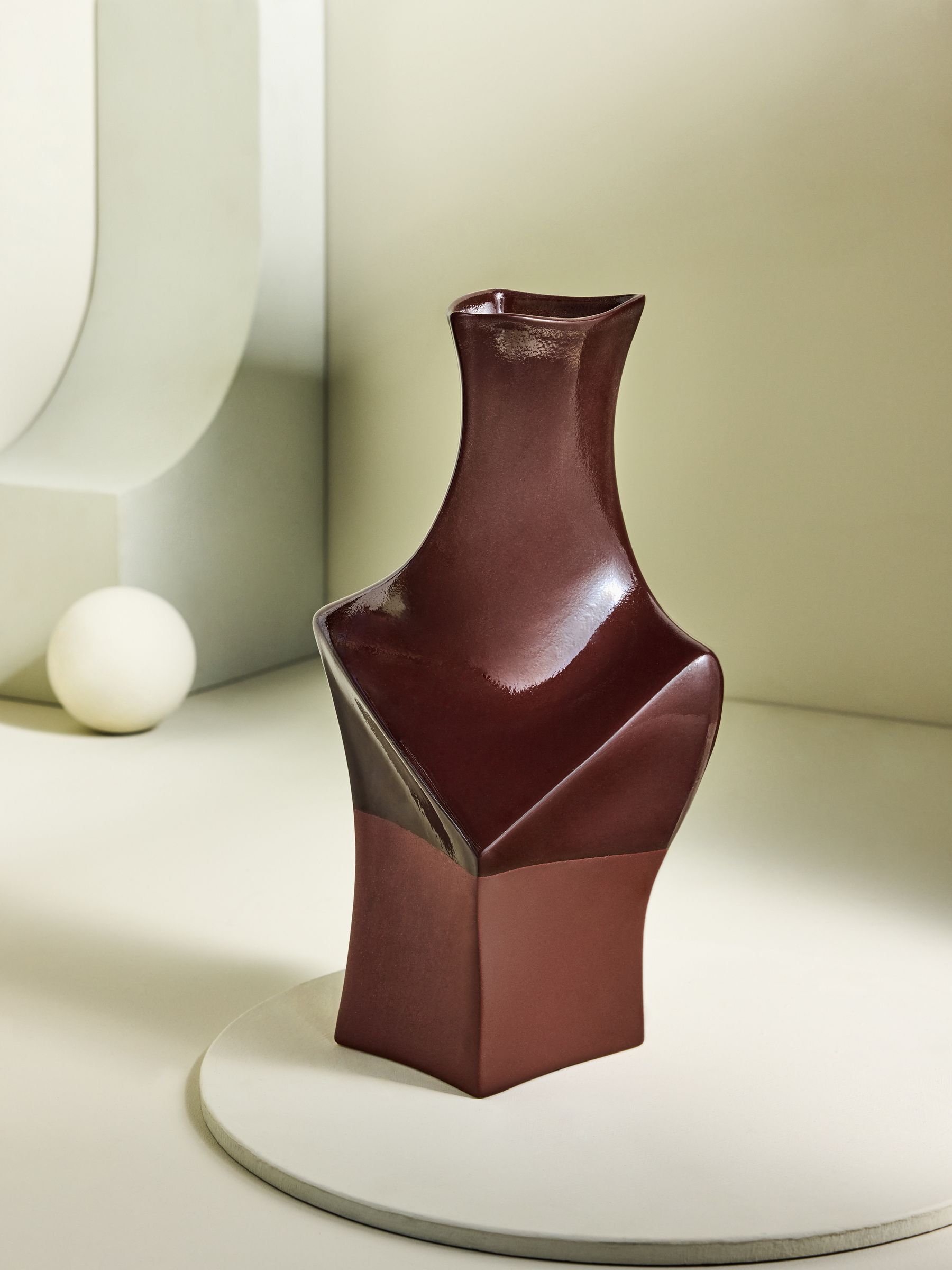 Chaya Sculptural Vase in Dark Red - Image 2 of 3