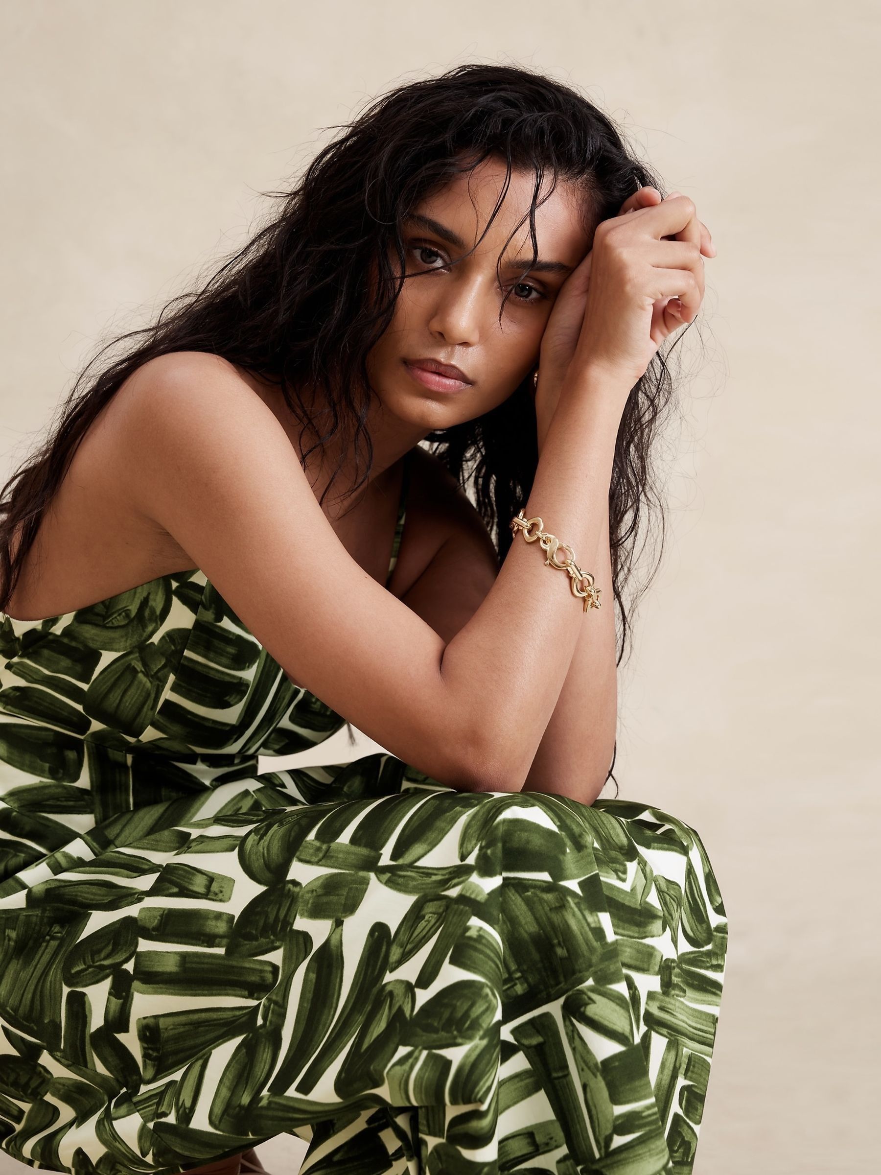 Banana Republic Green Green Poplin Cut-Out Maxi Dress - Image 4 of 5