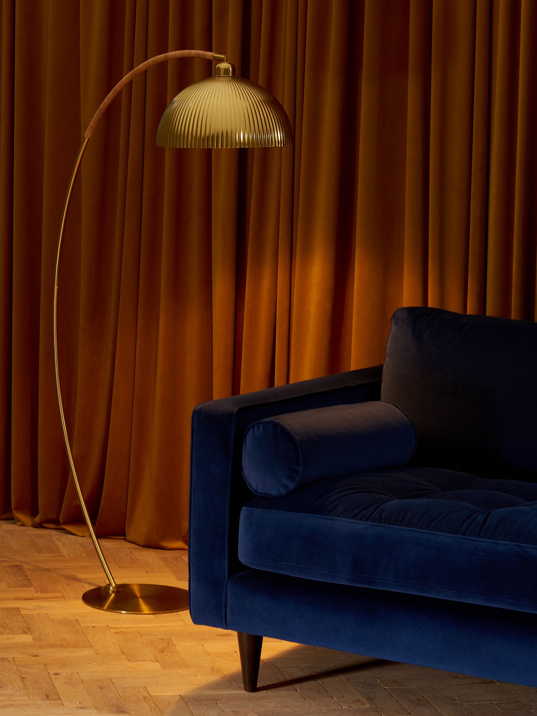 Shell Floor Lamp in Gold/Bamboo - Image 1 of 9