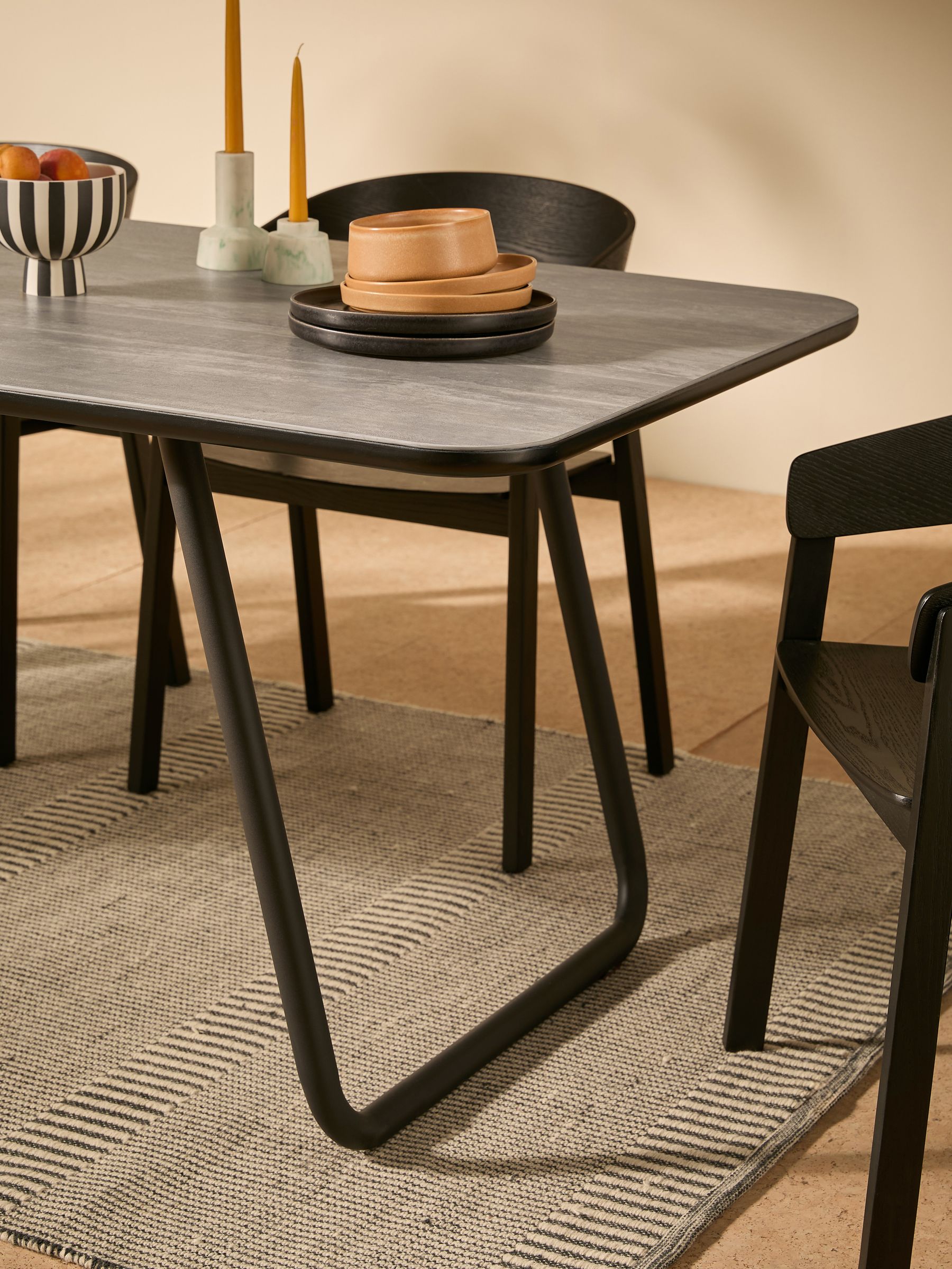 Dwyer Ceramic Marble 8 Seater Fixed Dining Table in Grey - Image 4 of 6