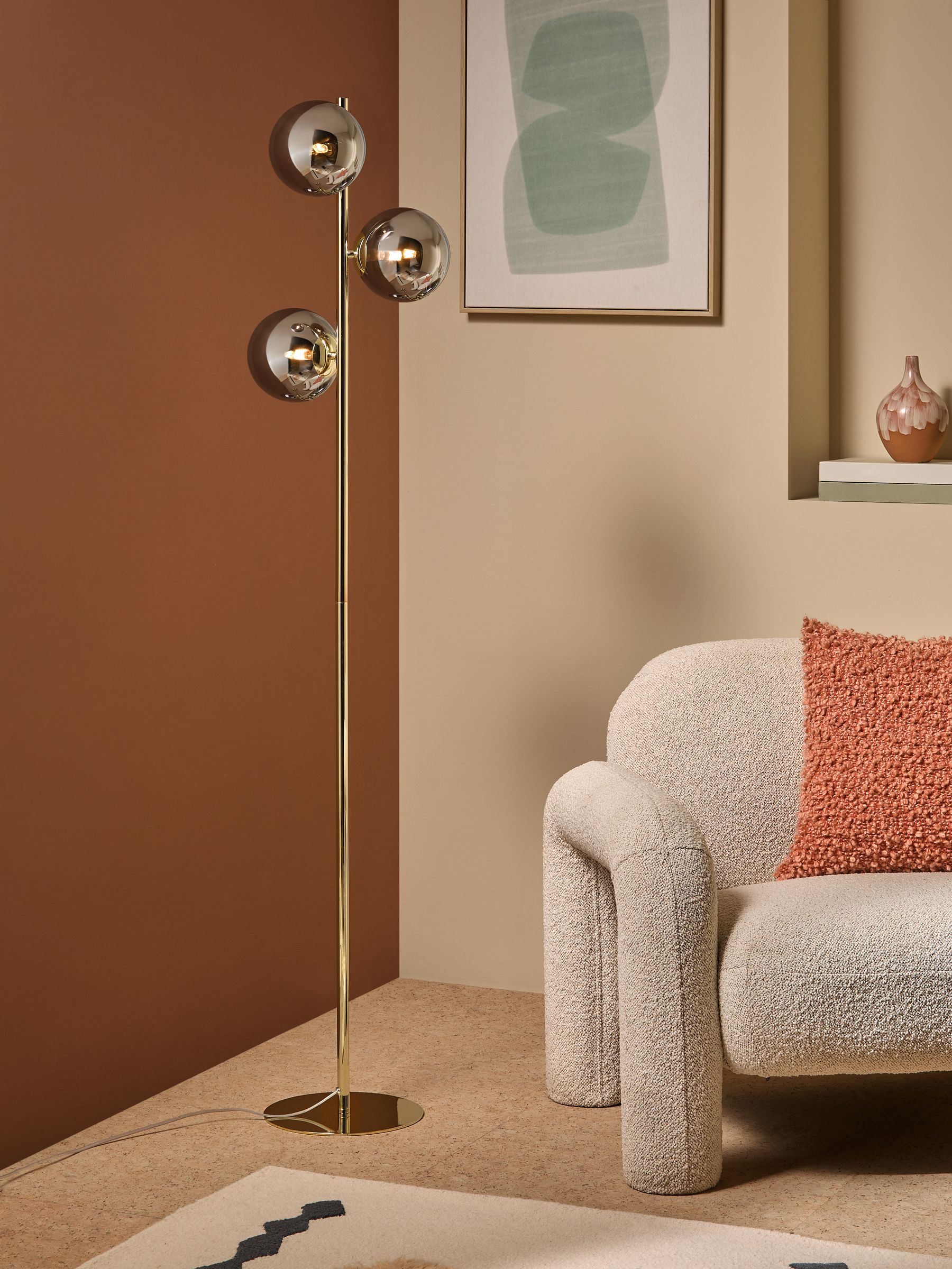 Globe Floor Light in Grey/Brass - Image 1 of 7