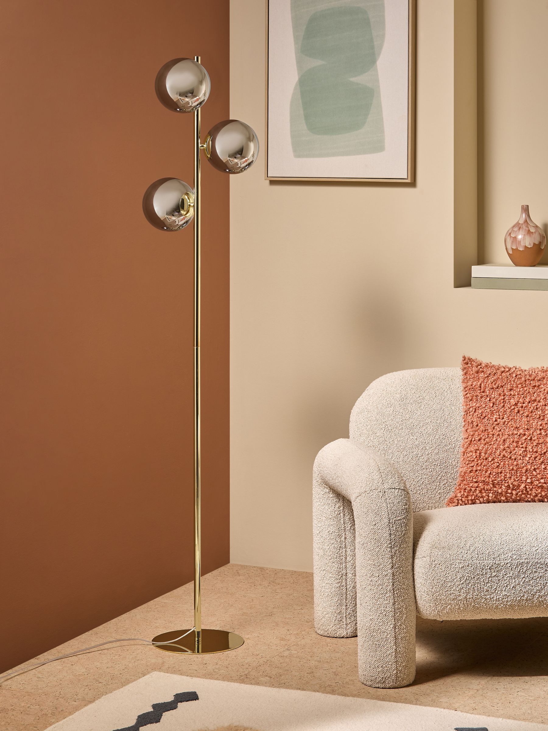 Globe Floor Light in Grey/Brass - Image 2 of 7