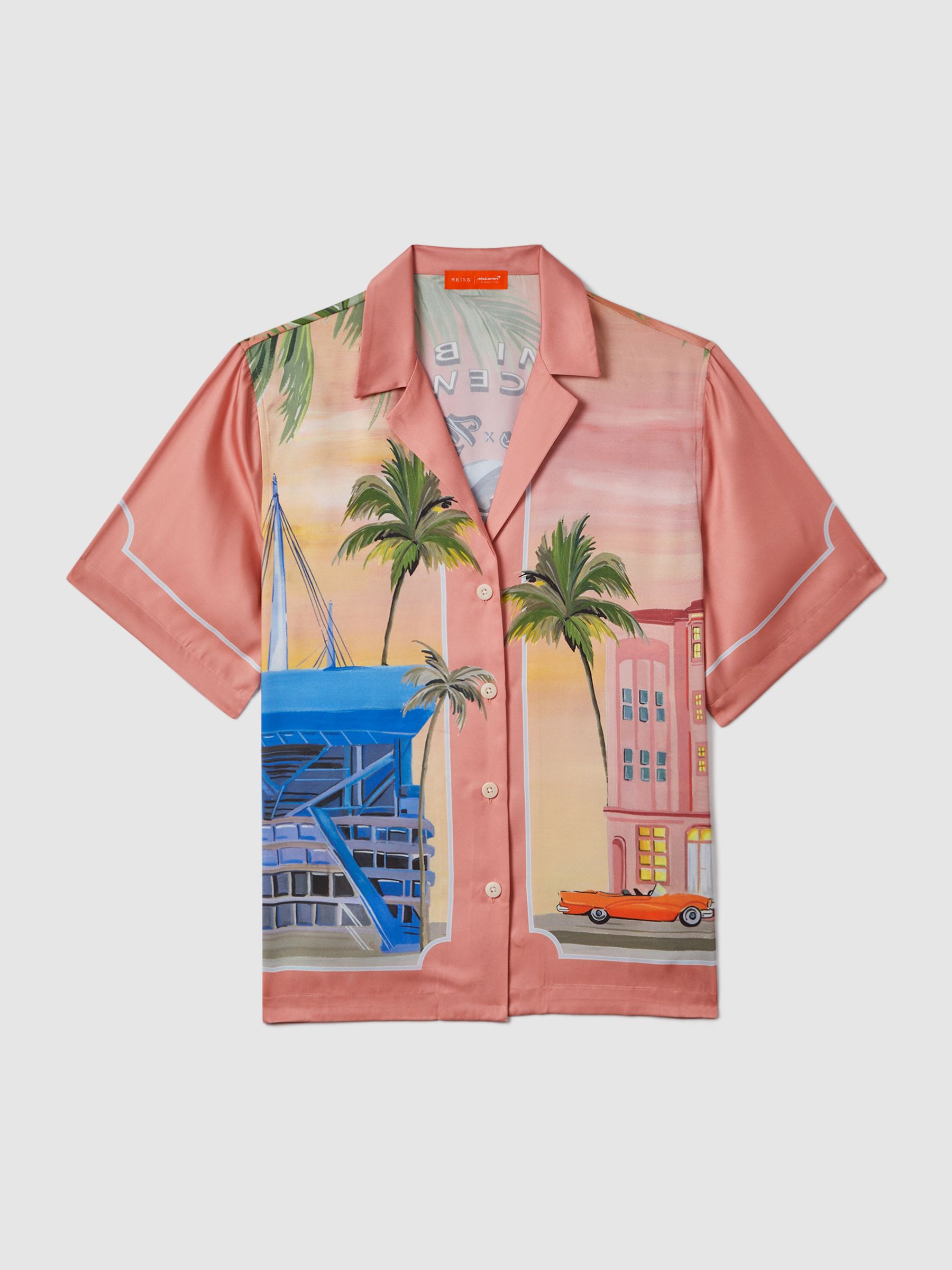 McLaren F1 Miami Exclusive Cuban Collar Shirt in Pink Multi - Image 2 of 8