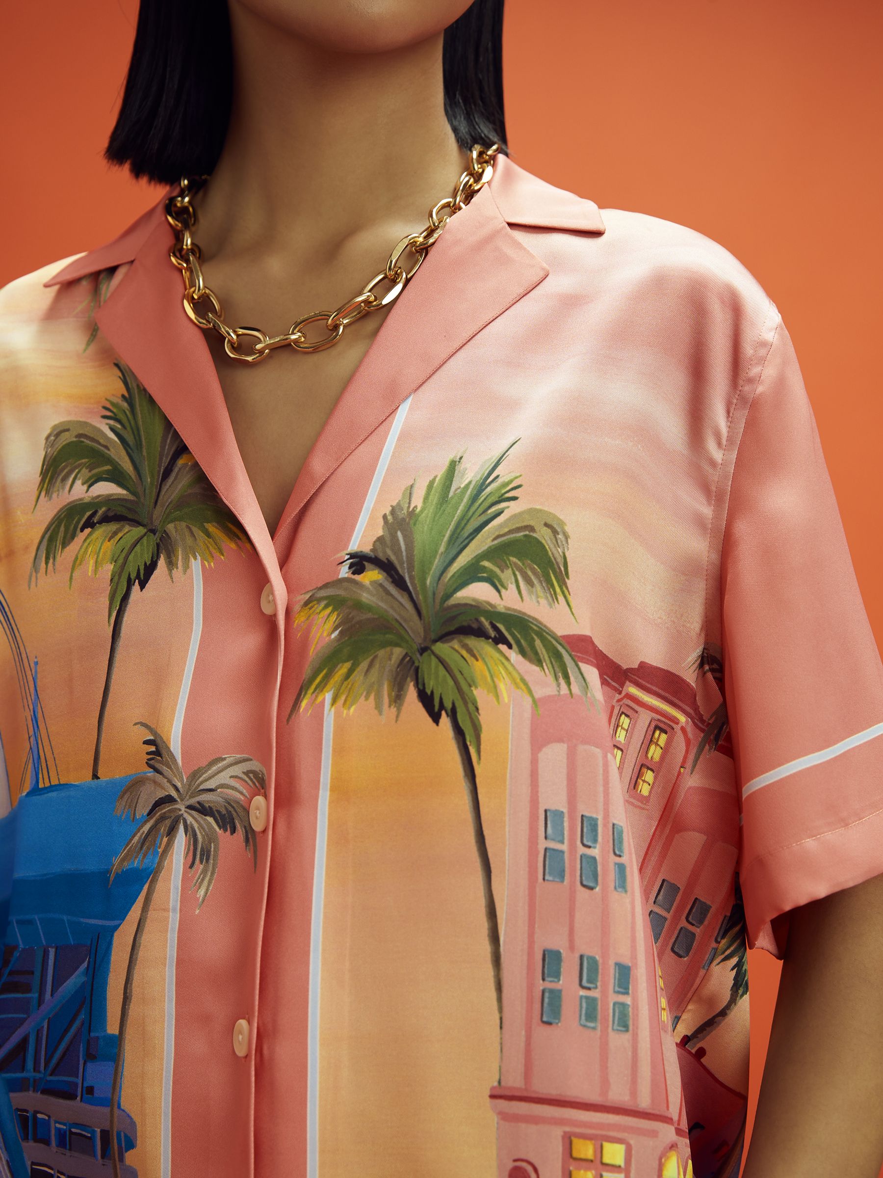 McLaren F1 Miami Exclusive Cuban Collar Shirt in Pink Multi - Image 4 of 8