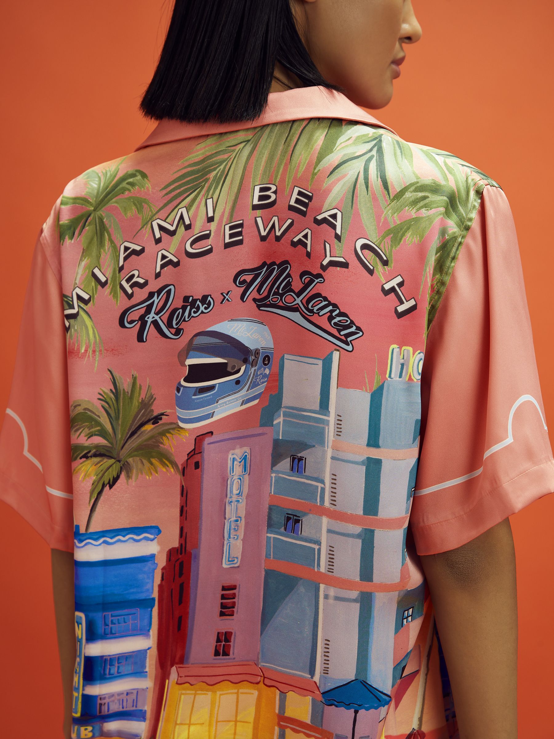 McLaren F1 Miami Exclusive Cuban Collar Shirt in Pink Multi - Image 6 of 8