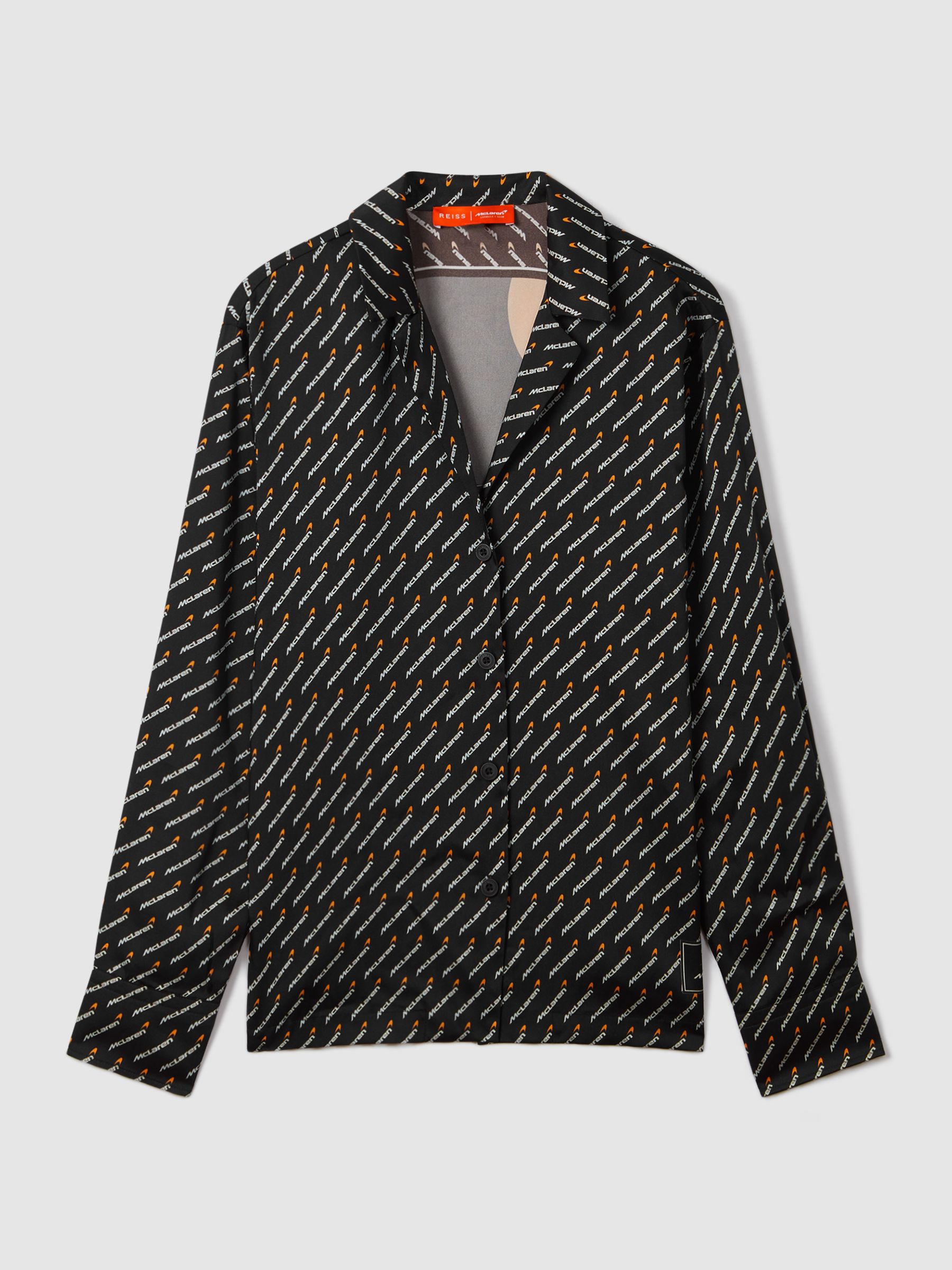 McLaren F1 Silverstone Exclusive Cuban Collar Shirt in Black Multi - Image 2 of 7