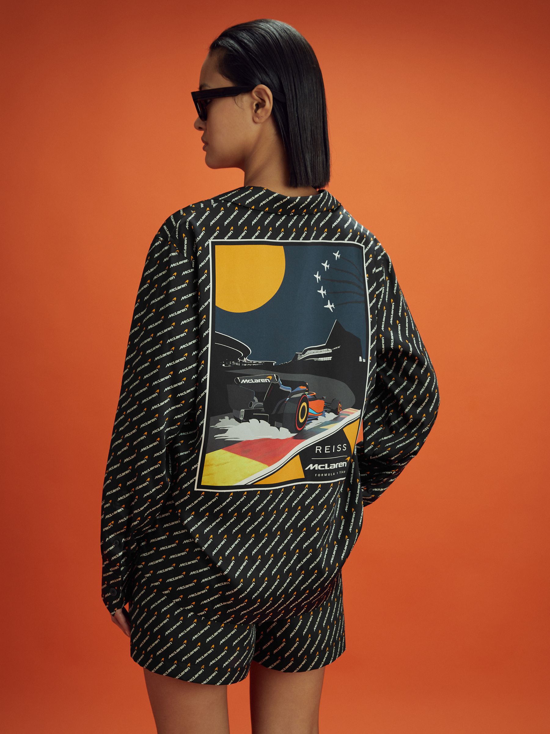 McLaren F1 Silverstone Exclusive Cuban Collar Shirt in Black Multi - Image 3 of 7