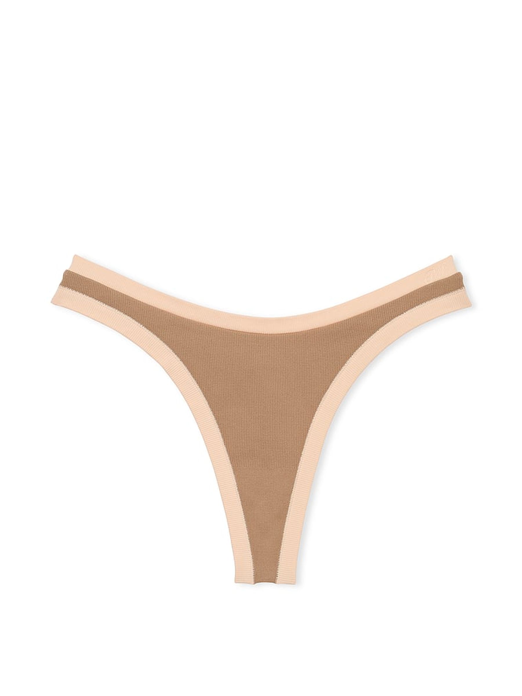 Latte Brown Seamless High Leg Scoop Thong Knickers - Image 3 of 3