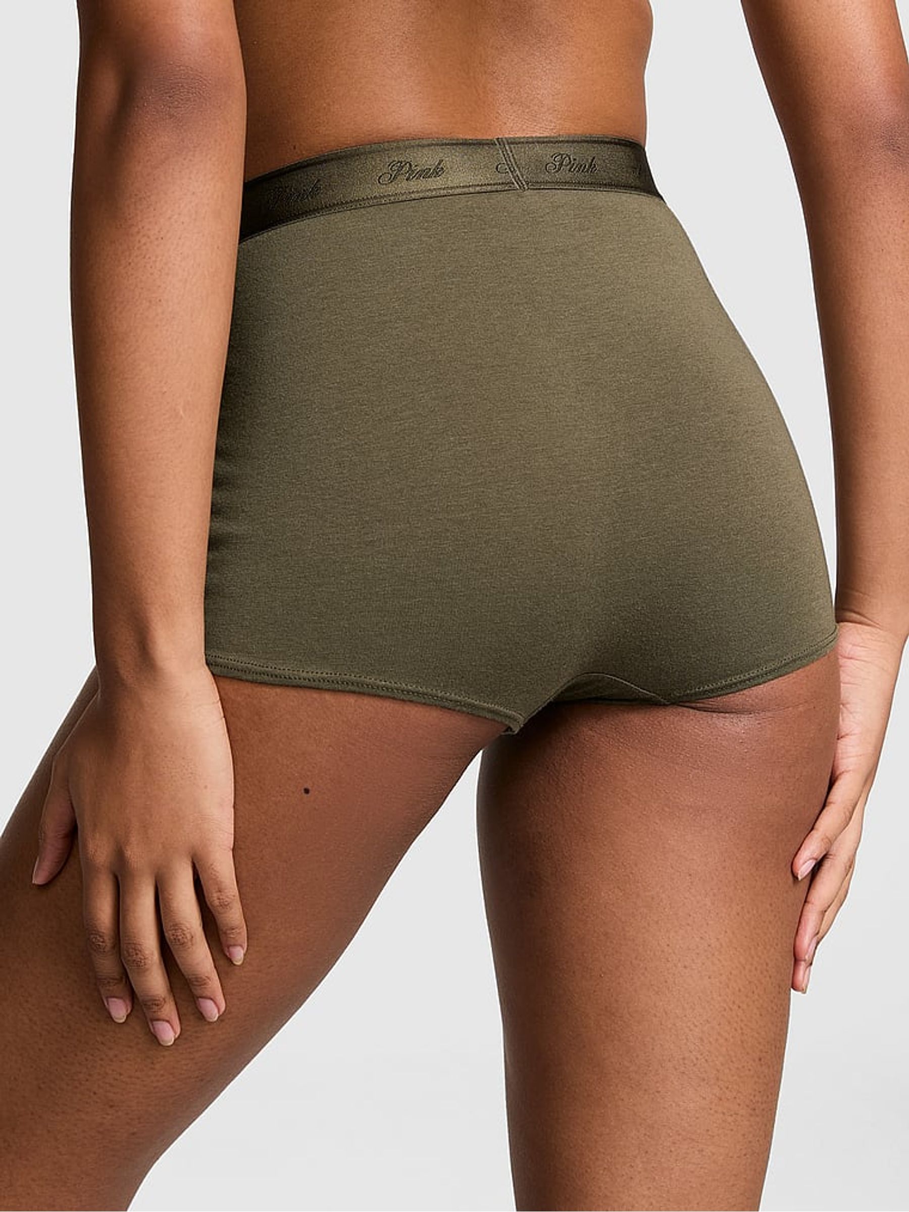 Olive Green Cotton Logo High Waist Short Knickers - Image 2 of 3