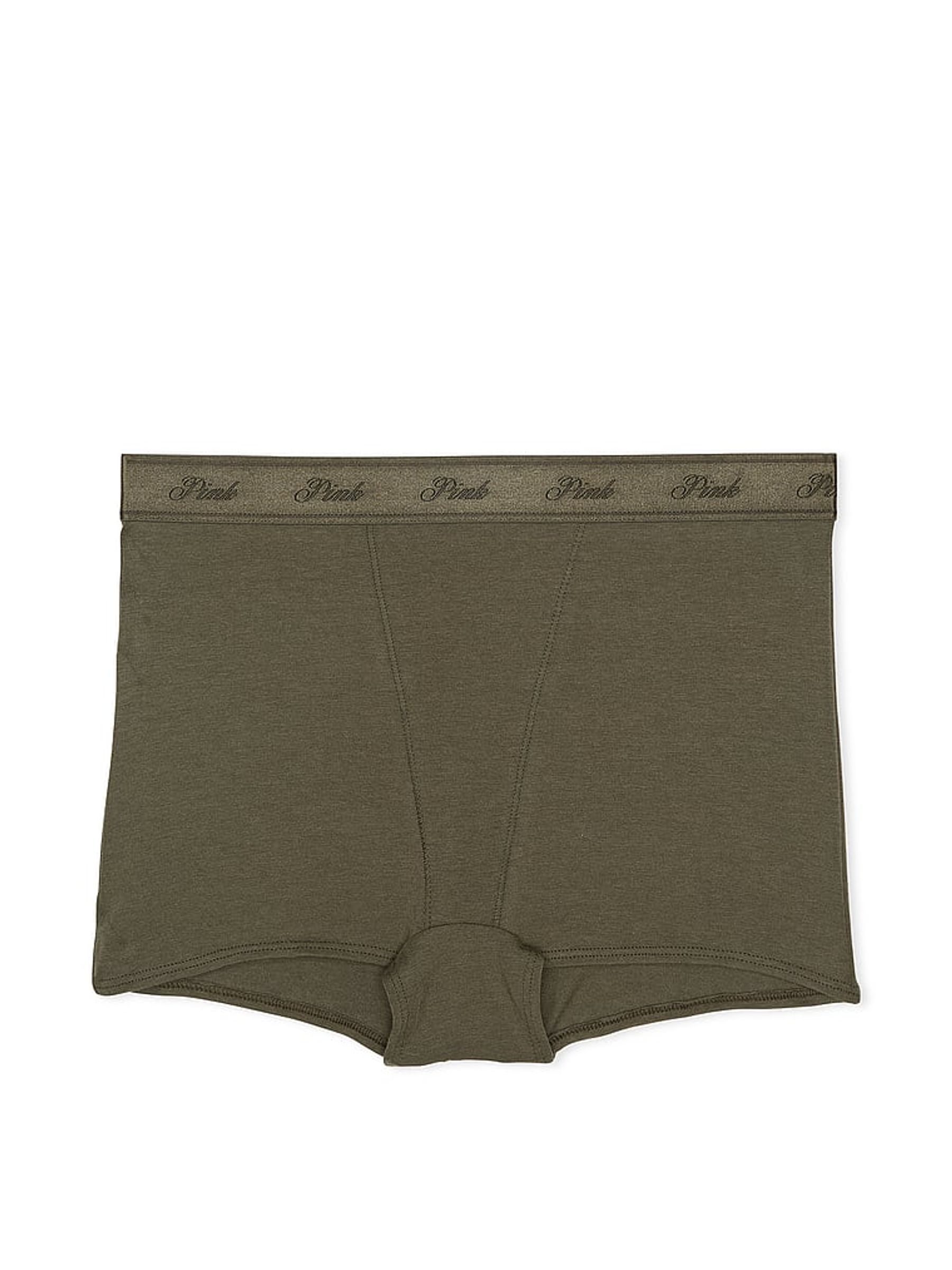 Olive Green Cotton Logo High Waist Short Knickers - Image 3 of 3