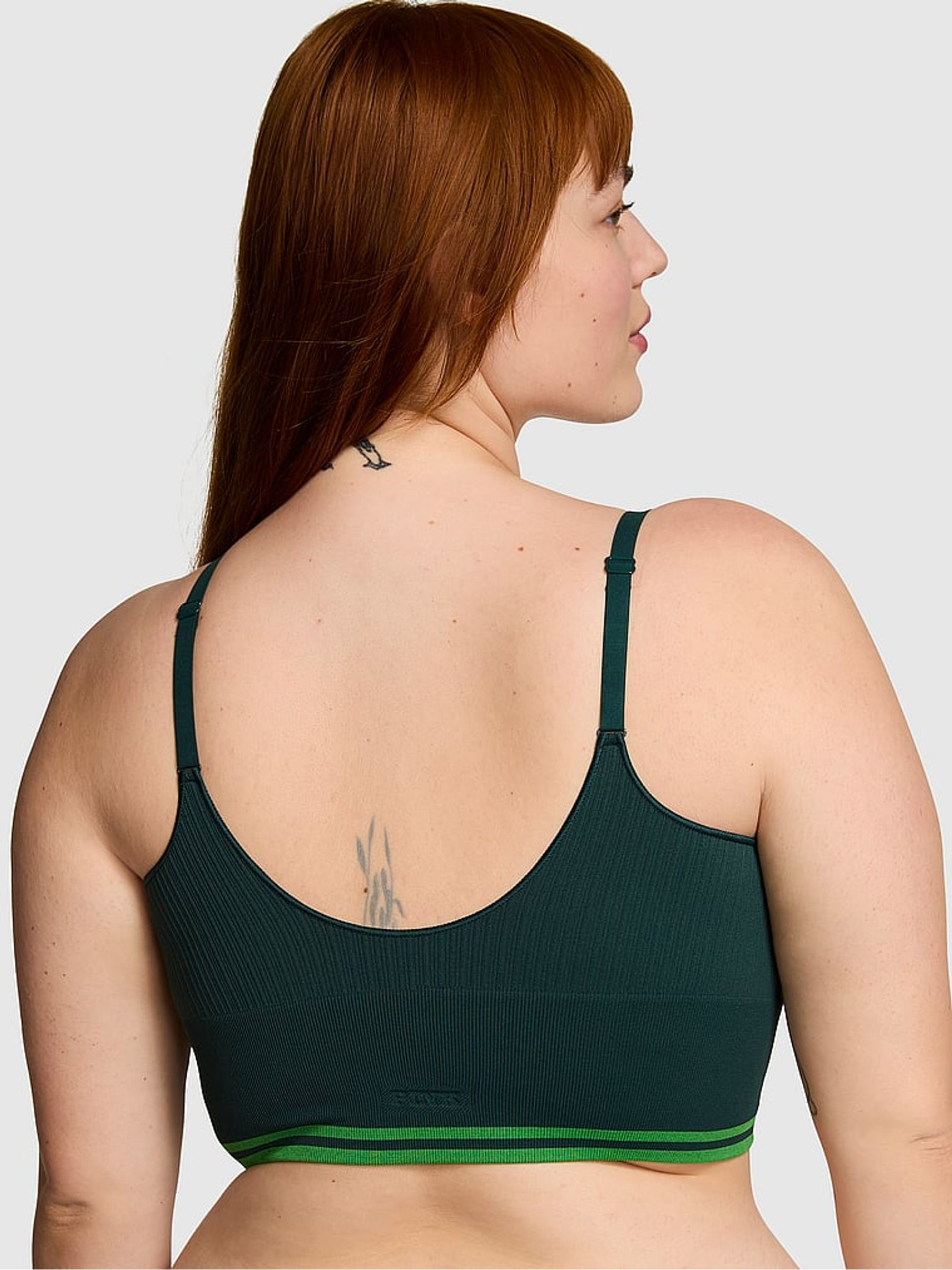 Deep Forest Green Seamless Longline Scoop Sports Bra Top - Image 2 of 3