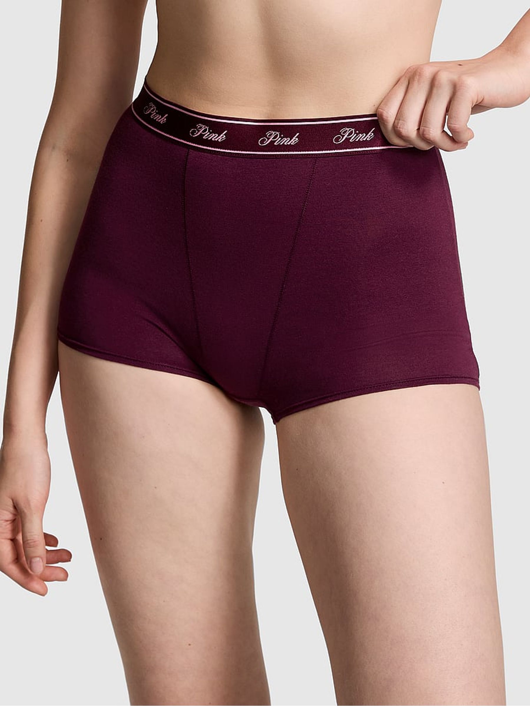 Purple Rose Cotton Logo High Waist Short Knickers - Image 1 of 3