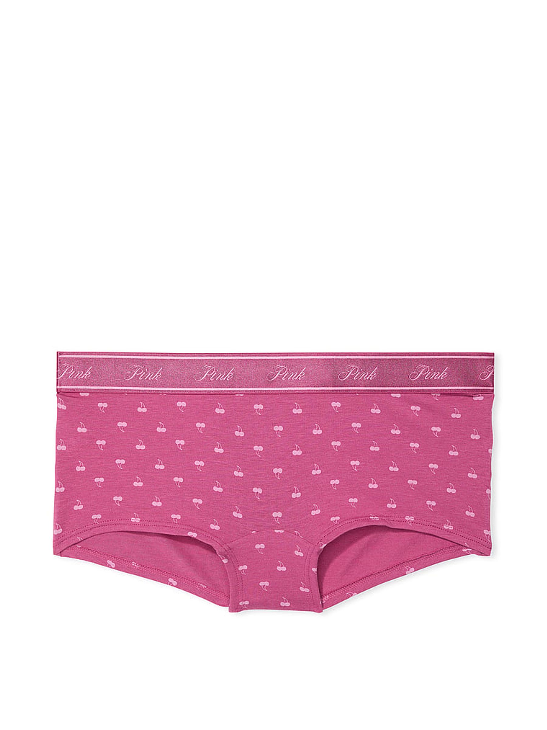 Midnight Mauve Pink Cherries Short Cotton Logo Knickers - Image 3 of 3