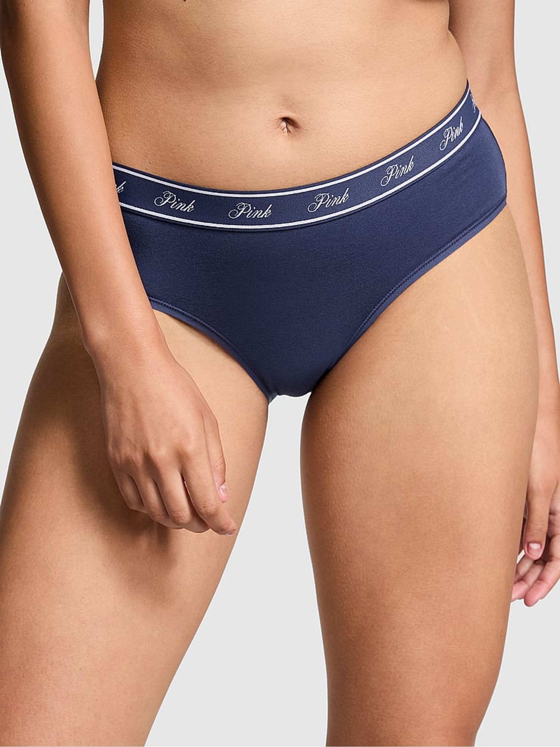 Midnight Navy Blue Hipster Cotton Logo Knickers - Image 1 of 3