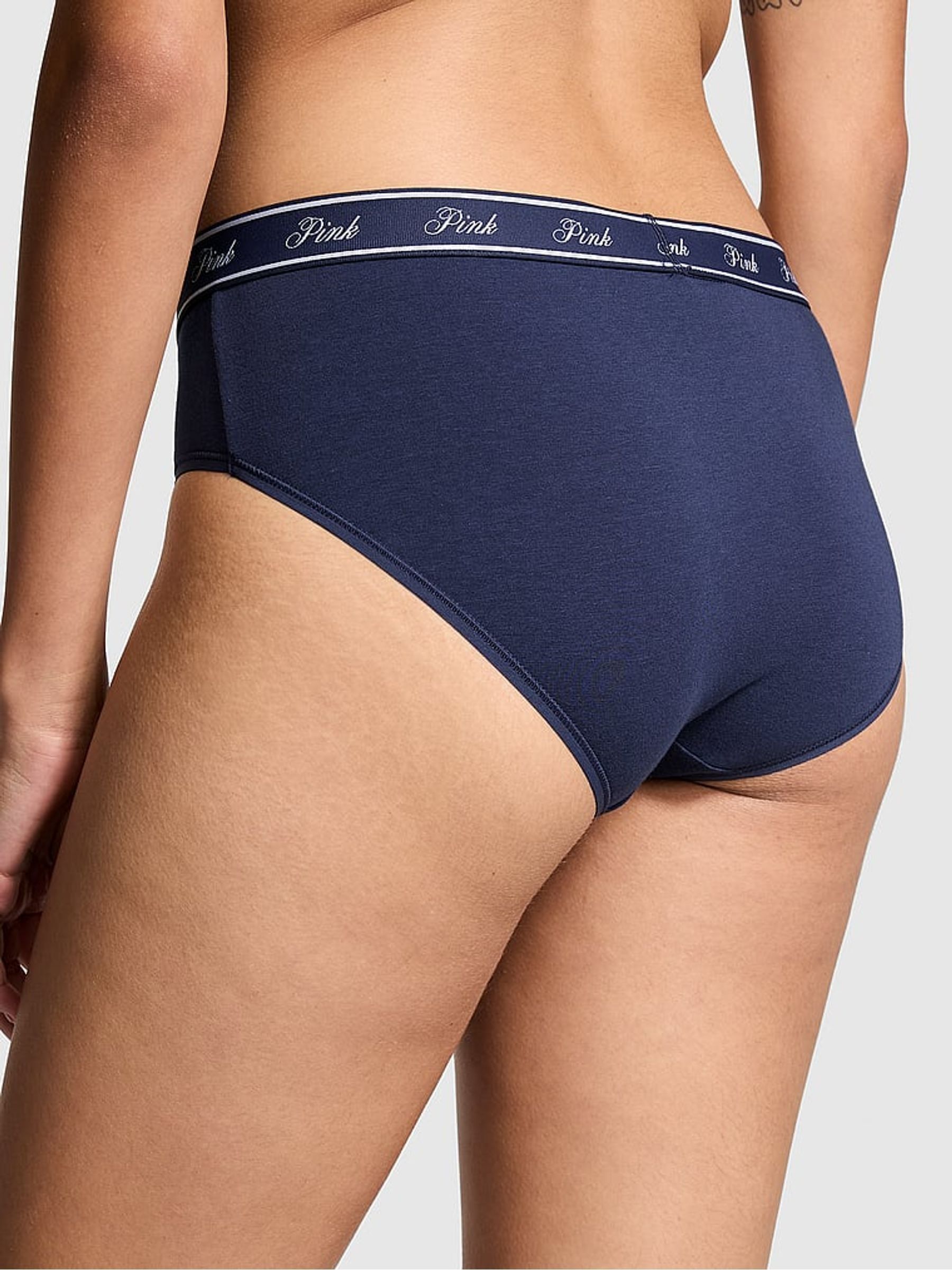 Midnight Navy Blue Hipster Cotton Logo Knickers - Image 2 of 3
