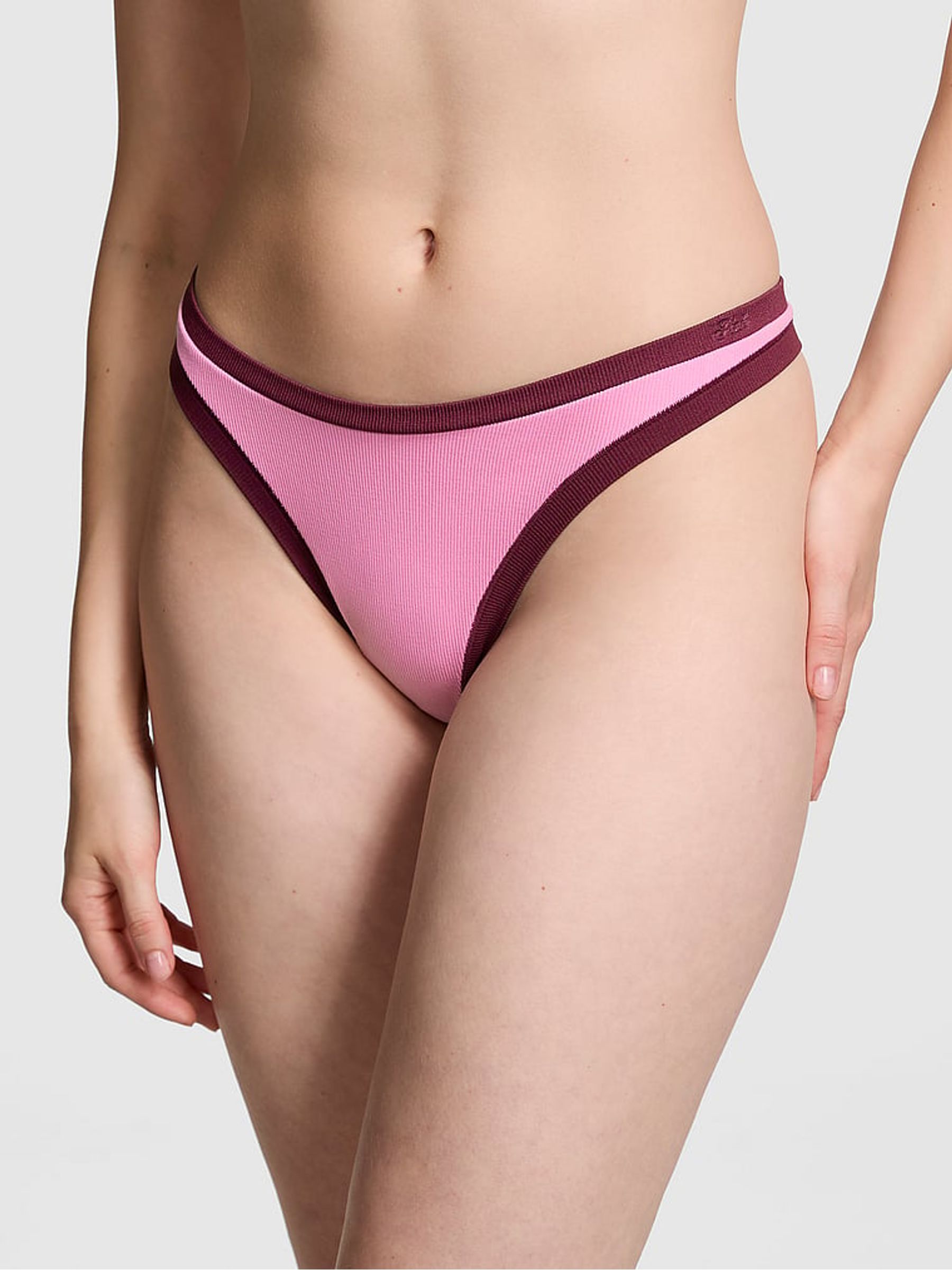 Moonstone Pink Seamless High Leg Scoop Thong Knickers - Image 1 of 3