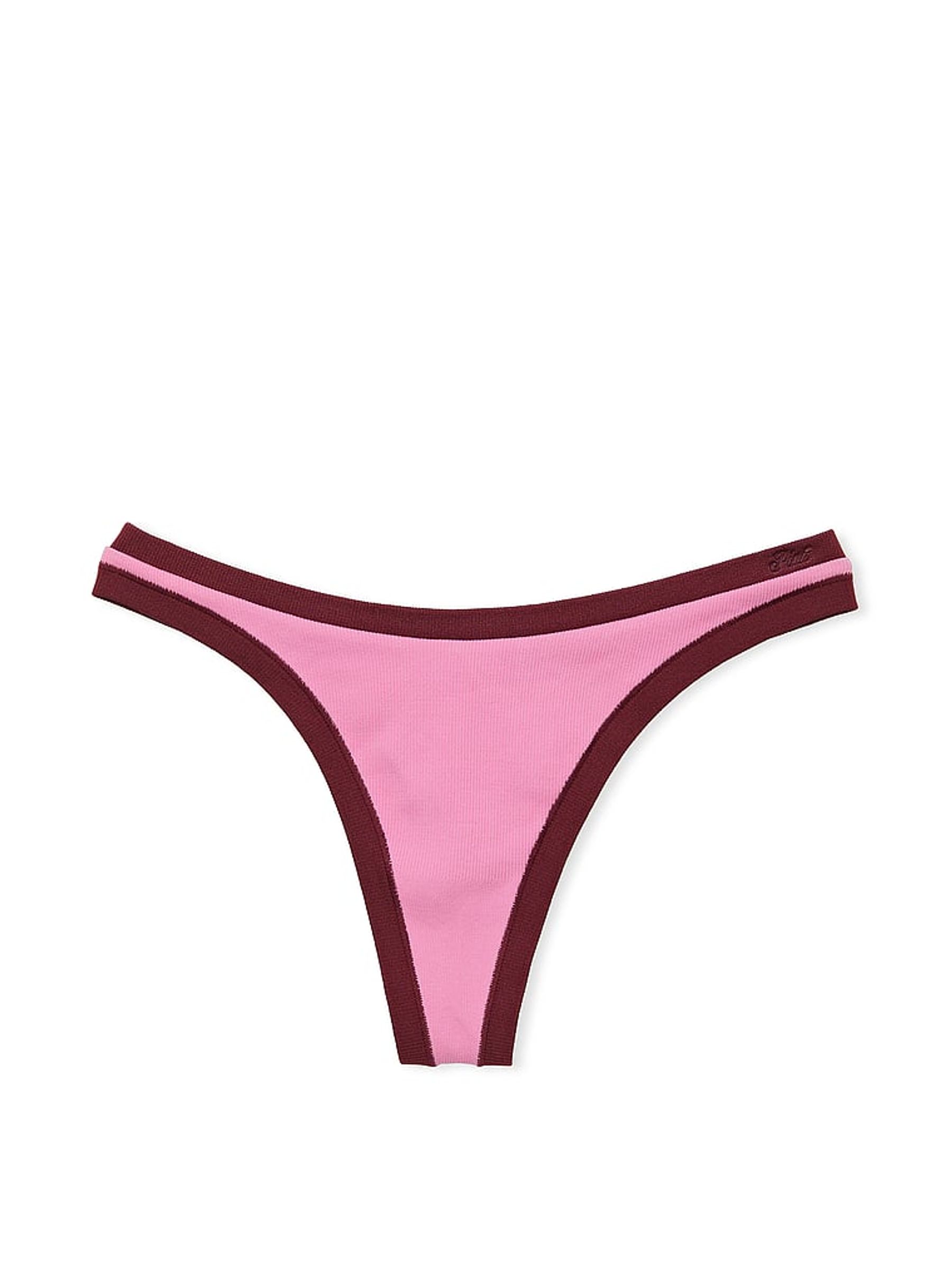 Moonstone Pink Seamless High Leg Scoop Thong Knickers - Image 3 of 3