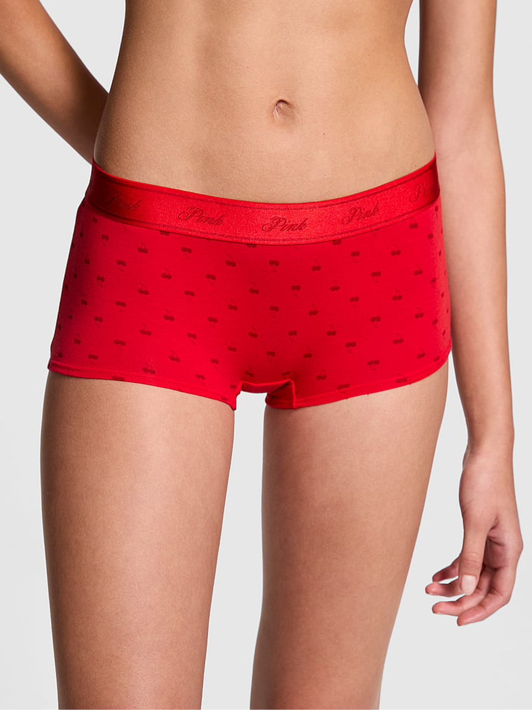 Bright Red Vermillion Cherries Short Cotton Logo Knickers - Image 1 of 3