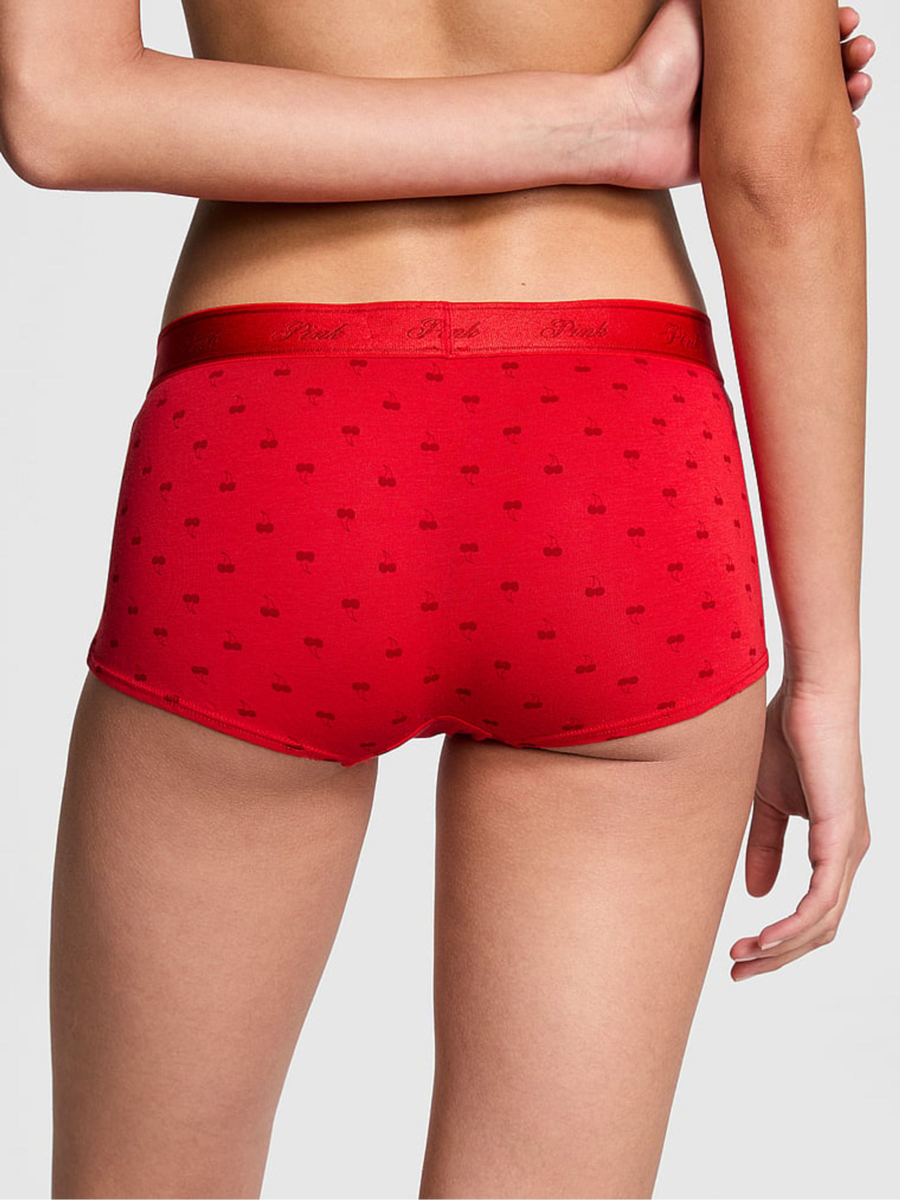 Bright Red Vermillion Cherries Short Cotton Logo Knickers - Image 2 of 3