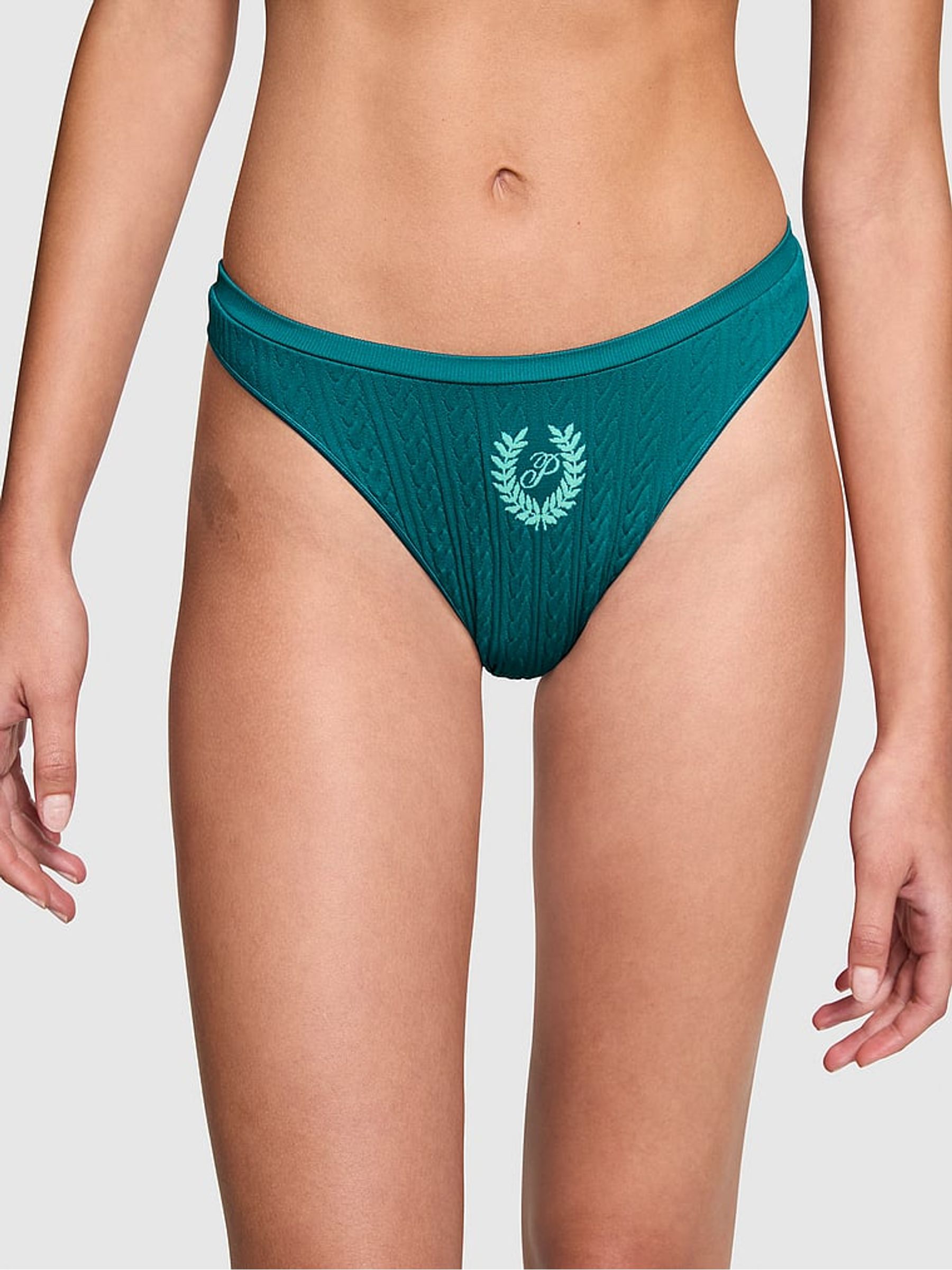 Jade Way Green Seamless High Leg Scoop Thong Knickers - Image 1 of 3
