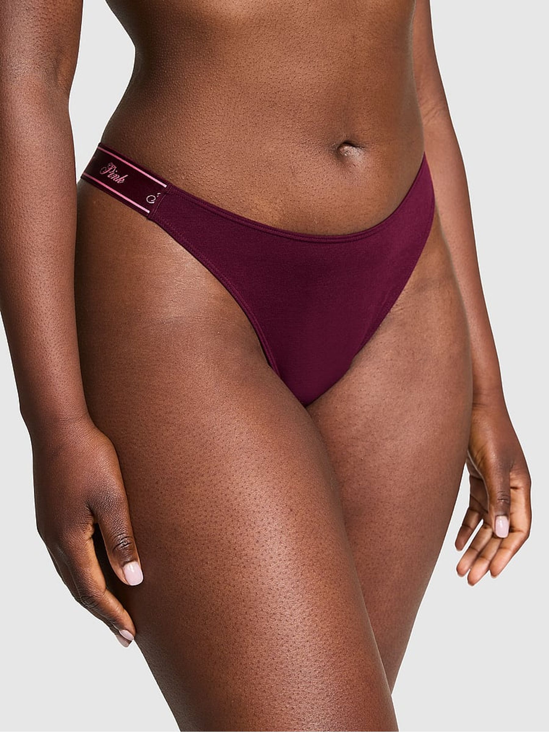 Purple Rose Thong Cotton Logo Knickers - Image 1 of 3