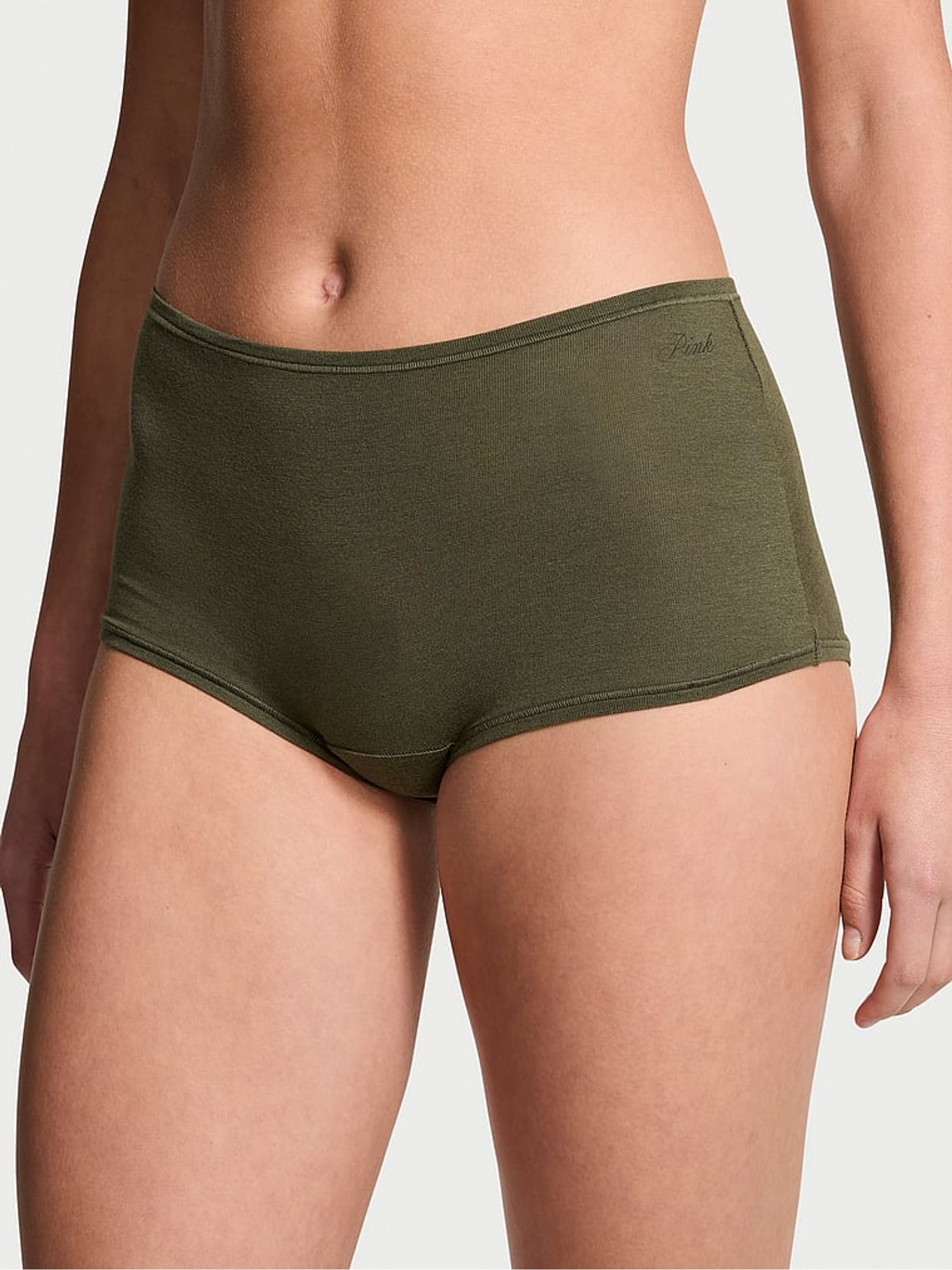 Olive Green Cotton Boyshort Knickers - Image 1 of 1